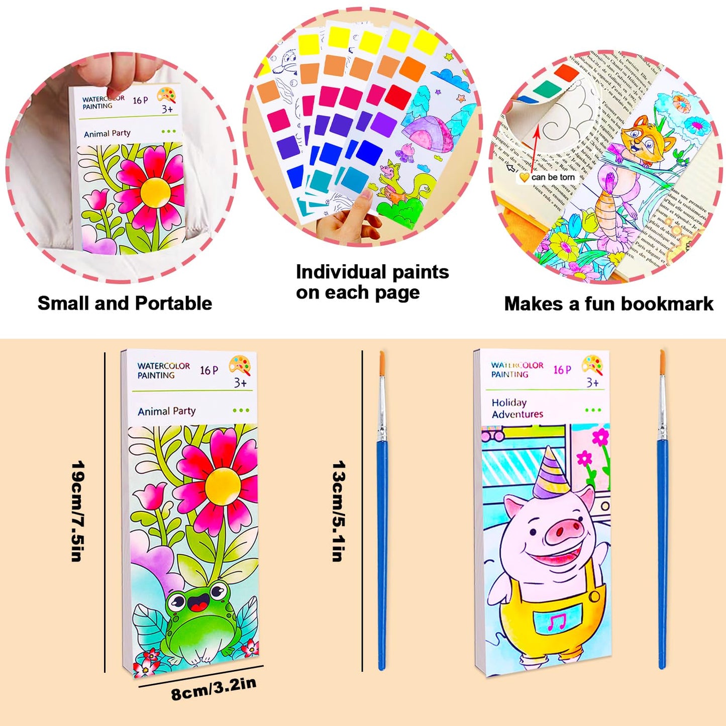 BAOXUE 2Pack Watercolor Paint Sets for Kids | Pocket Books & Brush Pens