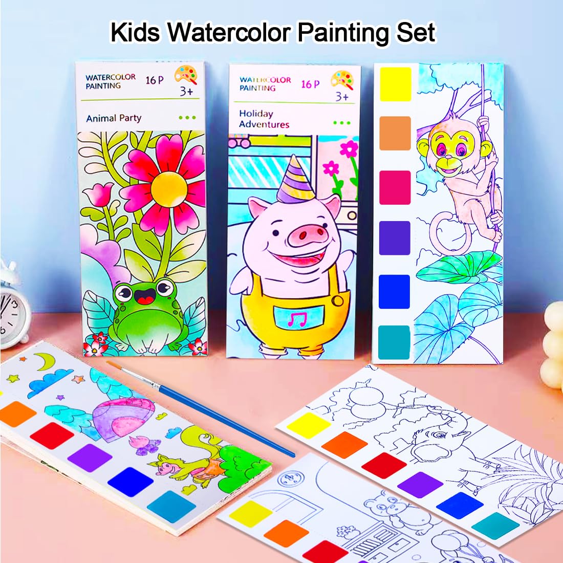 BAOXUE 2Pack Watercolor Paint Sets for Kids | Pocket Books & Brush Pens