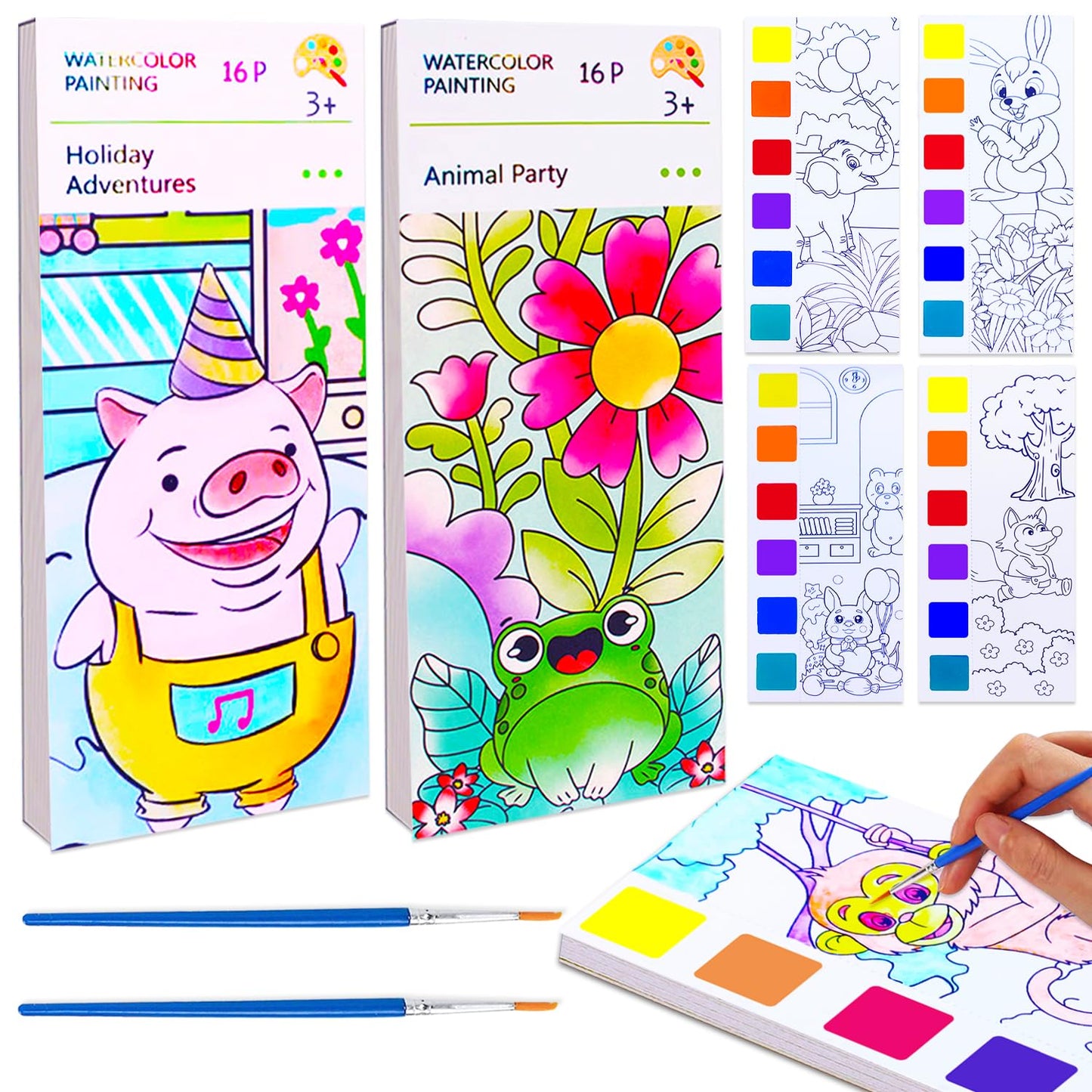 BAOXUE 2Pack Watercolor Paint Sets for Kids | Pocket Books & Brush Pens