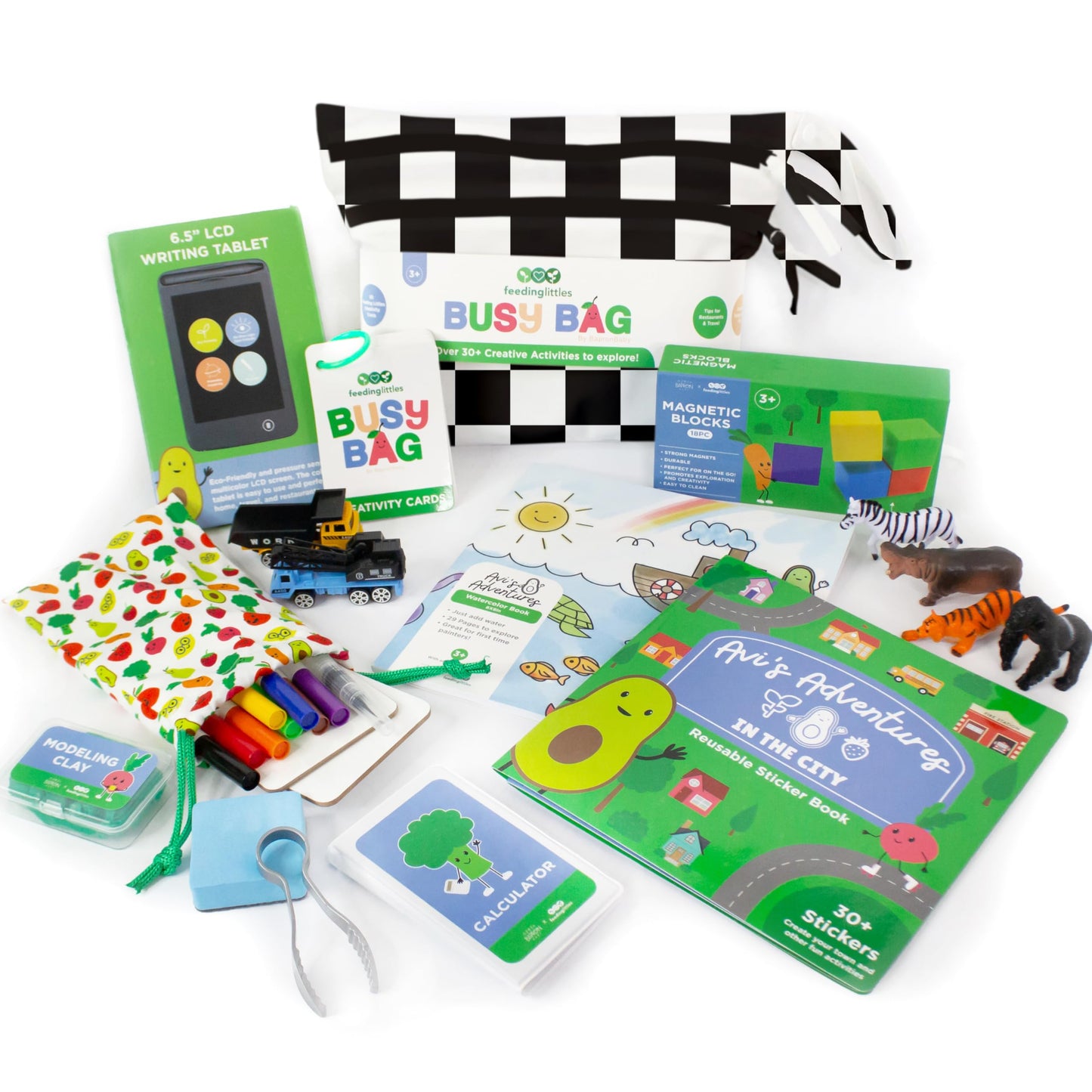 BapronBaby Feeding Littles Busy Bag – Black Checkerboard Toddler Travel Kit (3+)