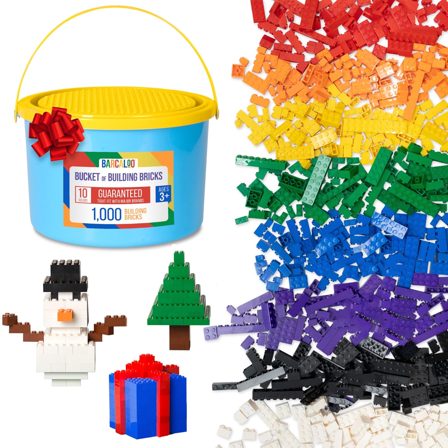 Barcaloo 1000-Piece Building Bricks Set – 10 Classic Colors, Compatible with Lego