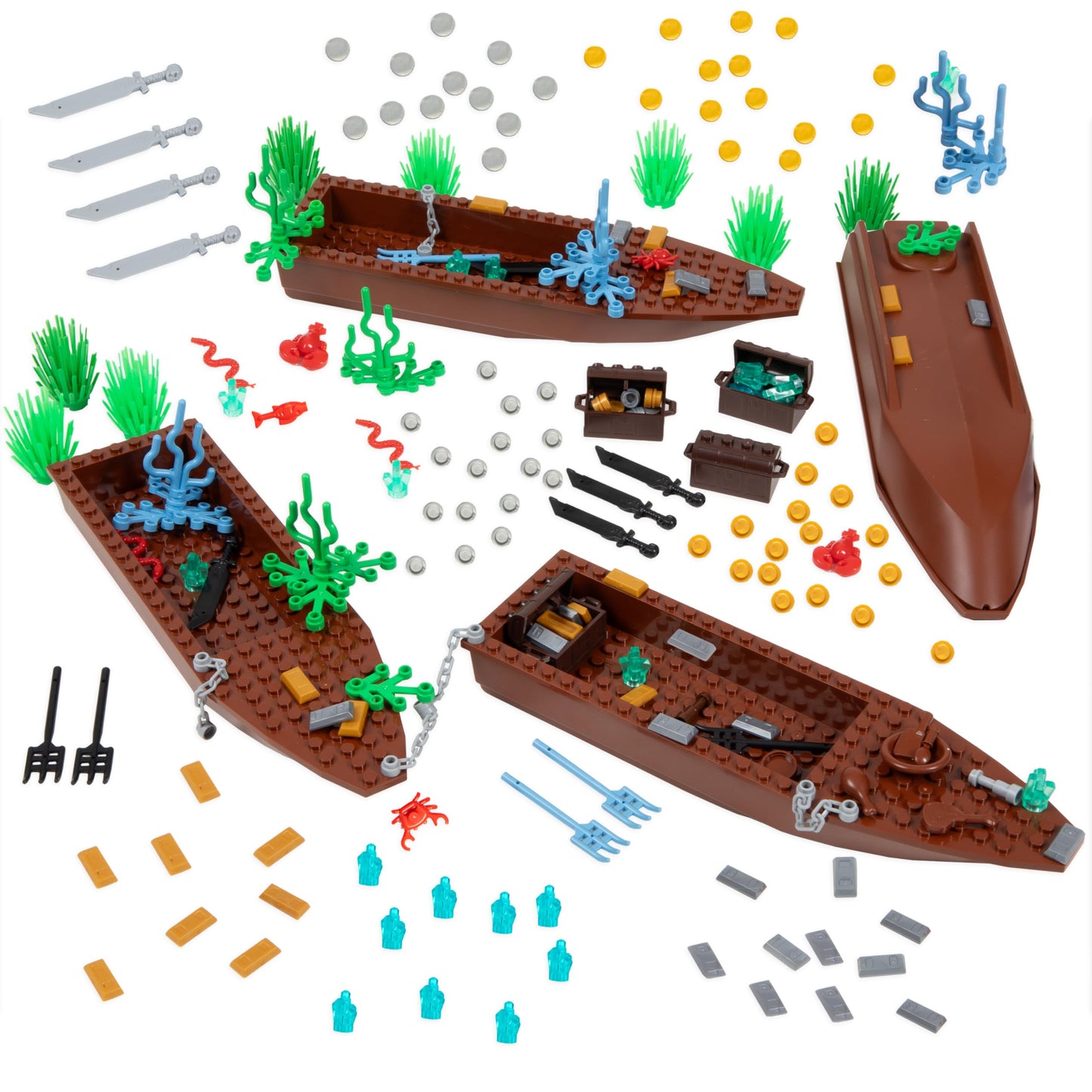 Barcaloo 194-Piece Pirate Bricks Kit | Boats, Treasure & Swords | LEGO Compatible