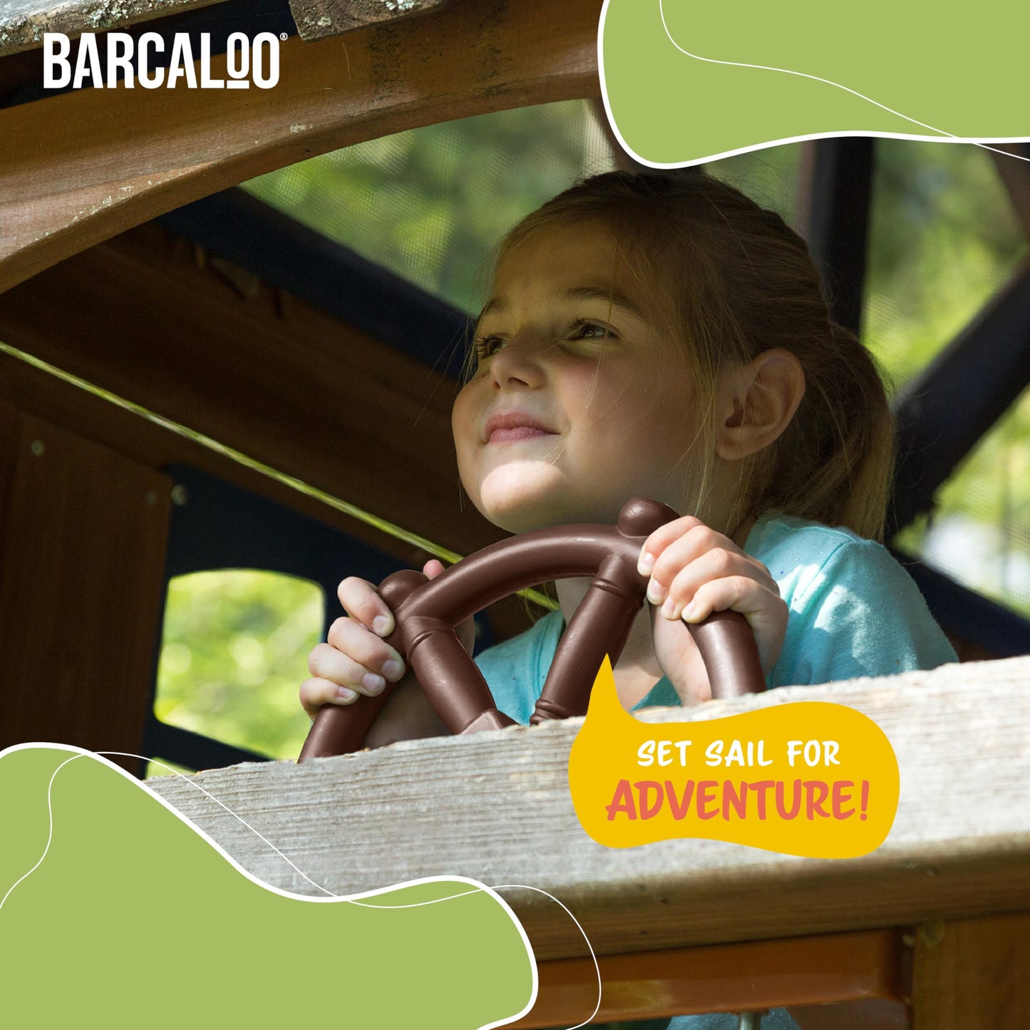 Barcaloo Pirate Ship Wheel for Kids – Brown | Backyard Play & Jungle Gym Accessory