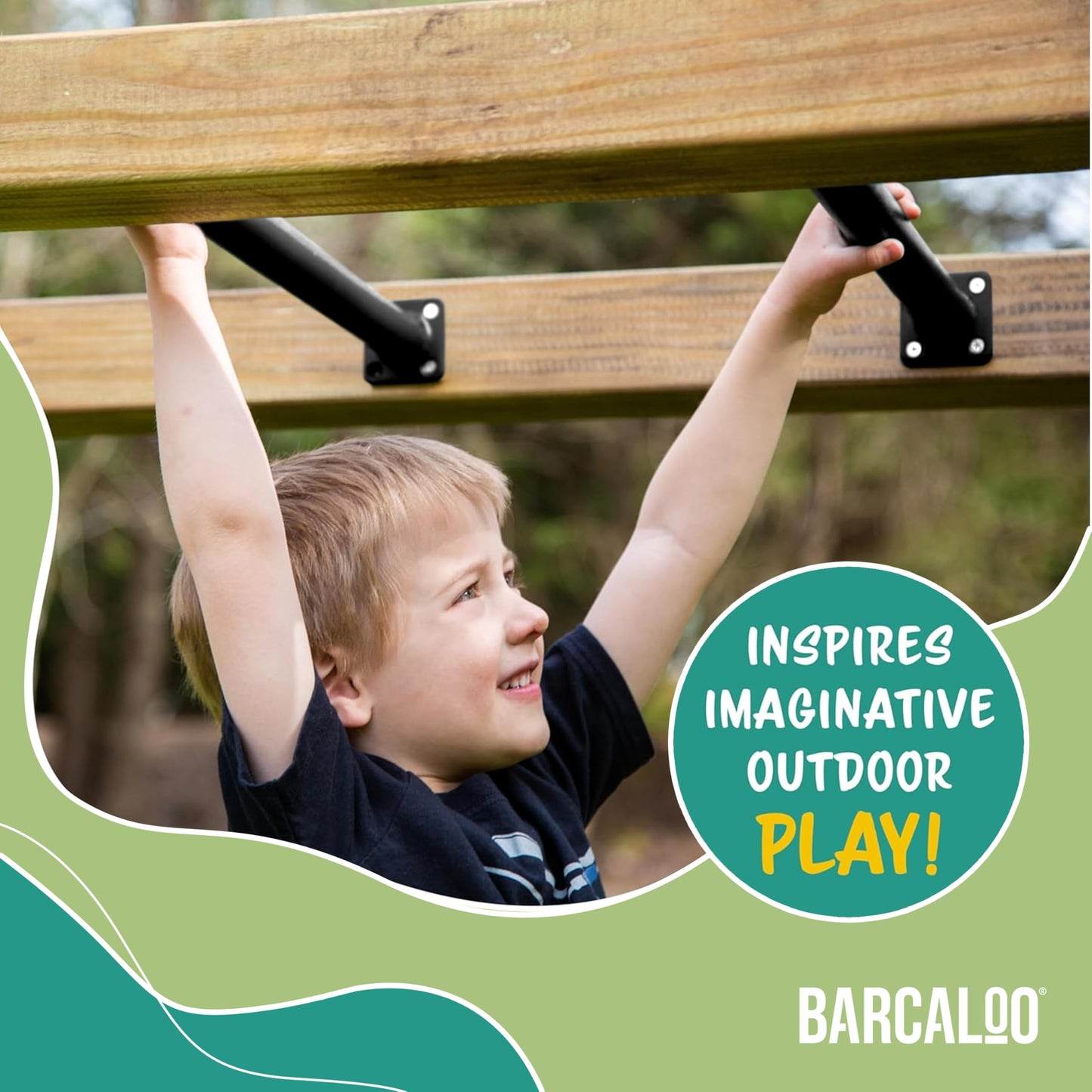 Barcaloo 22-Inch Outdoor Monkey Bars Kit – Set of 6, Black Metal for Backyard Playground