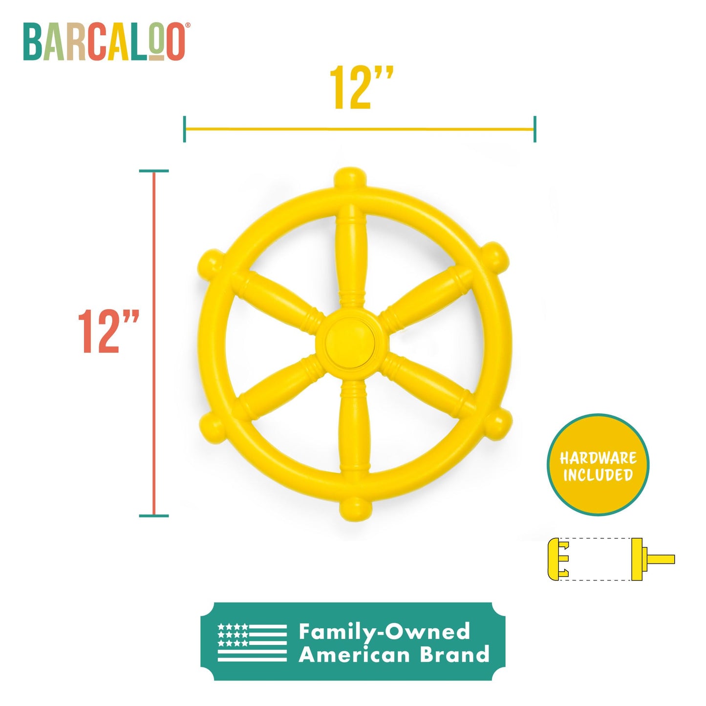 Barcaloo Pirate Ship Steering Wheel - Yellow Playground Toy for Backyard & Jungle Gyms