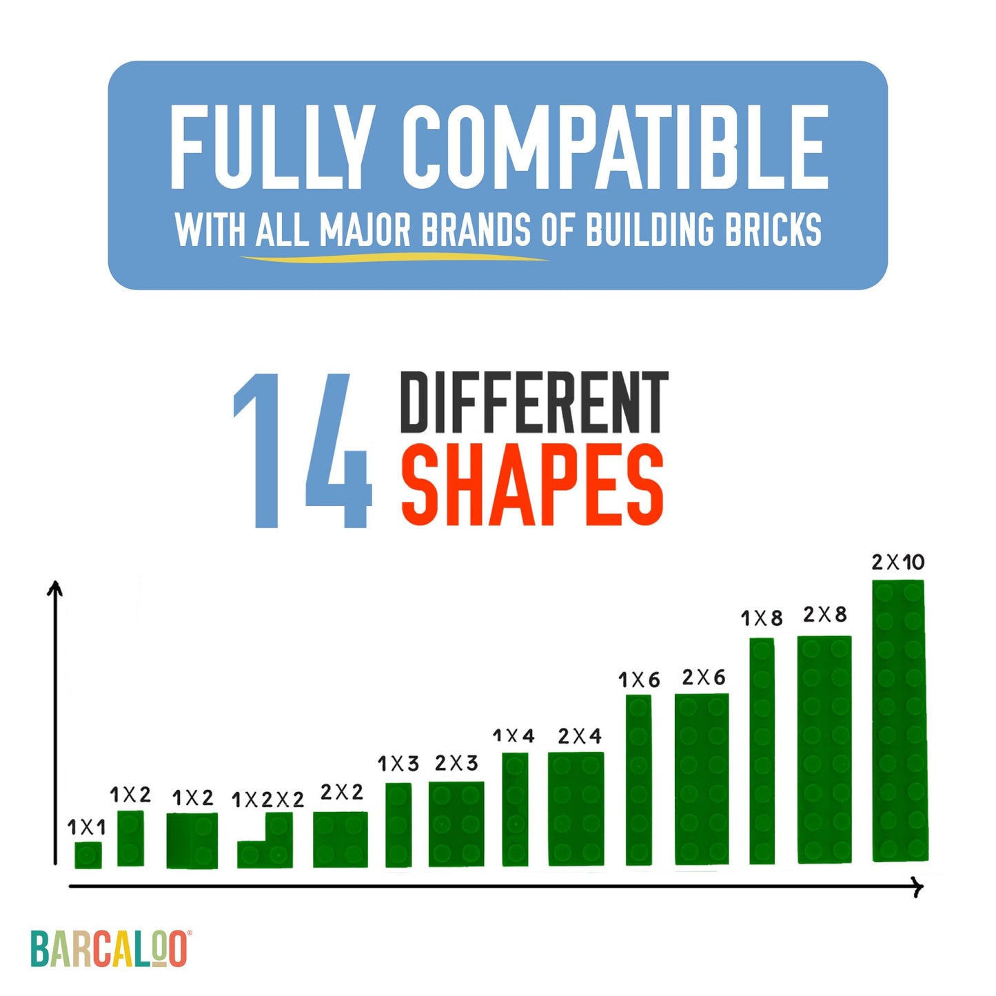 Barcaloo 1000-Piece Building Bricks Set – 10 Classic Colors, Compatible with Lego