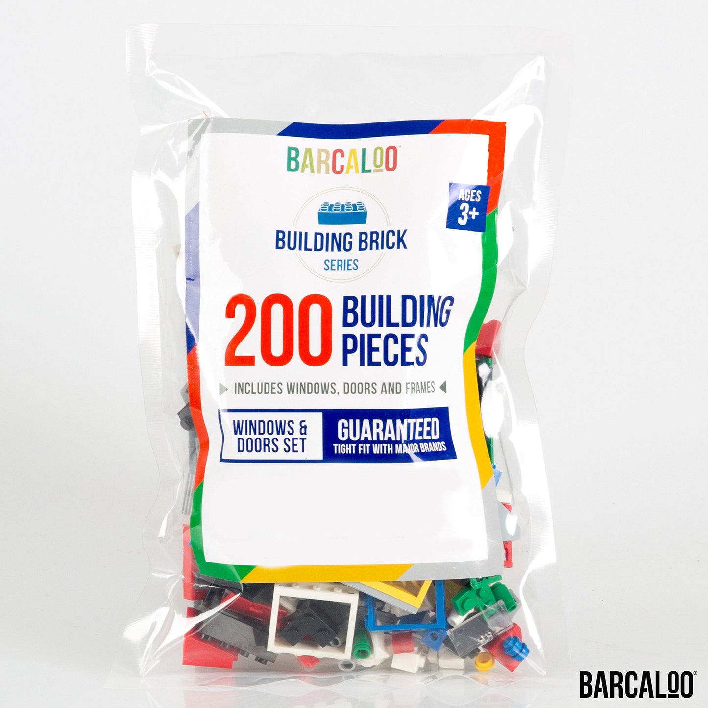 Barcaloo 200-Piece Windows, Doors & Roof Tops Play Set | 7 Classic Colors