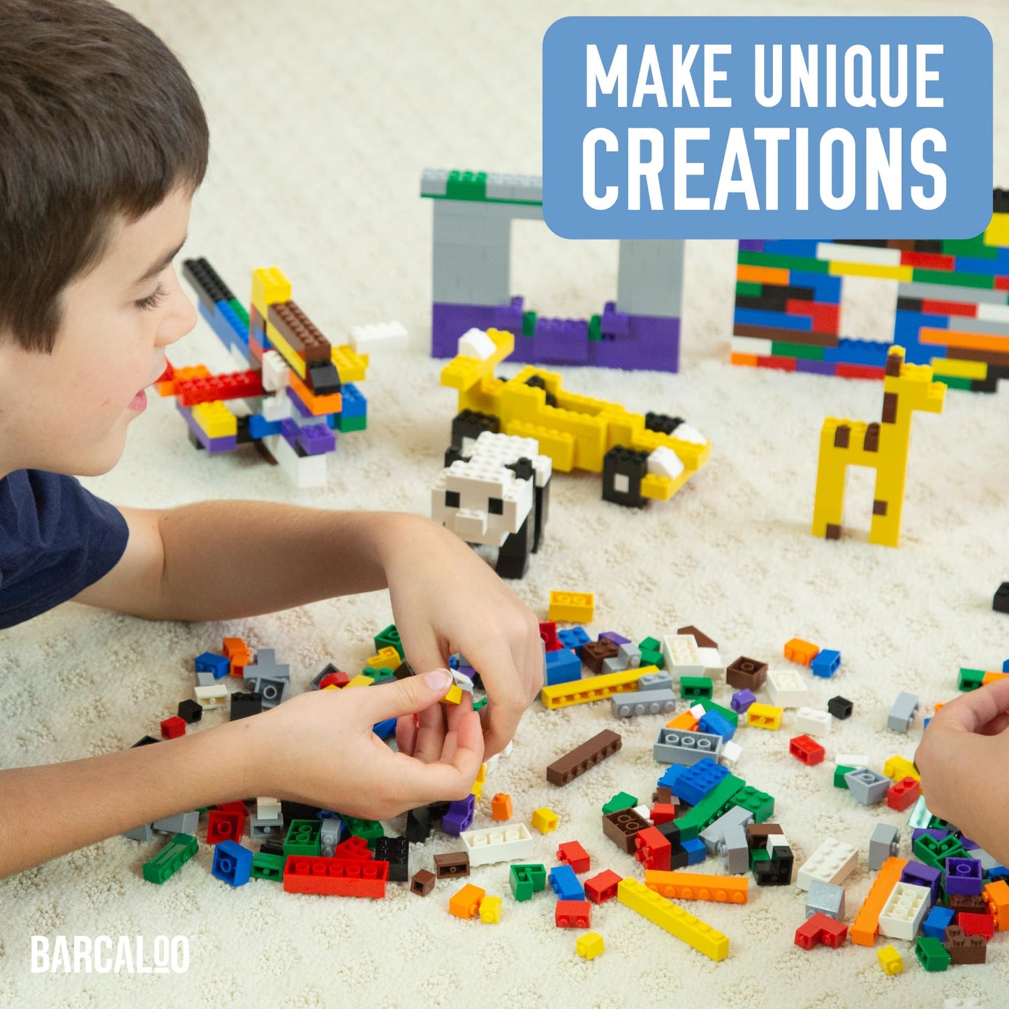 Barcaloo 1000-Piece Building Bricks Set – 10 Classic Colors, Compatible with Lego