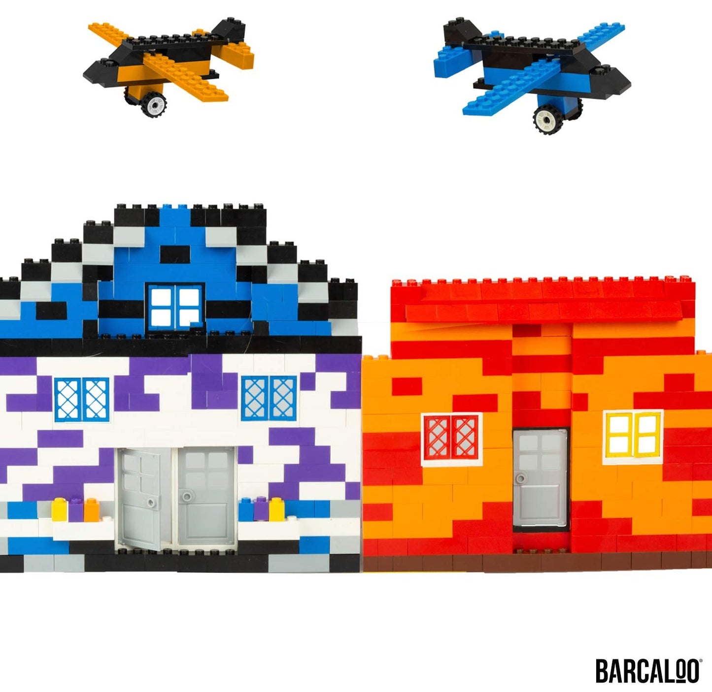 Barcaloo 200-Piece Windows, Doors & Roof Tops Play Set | 7 Classic Colors