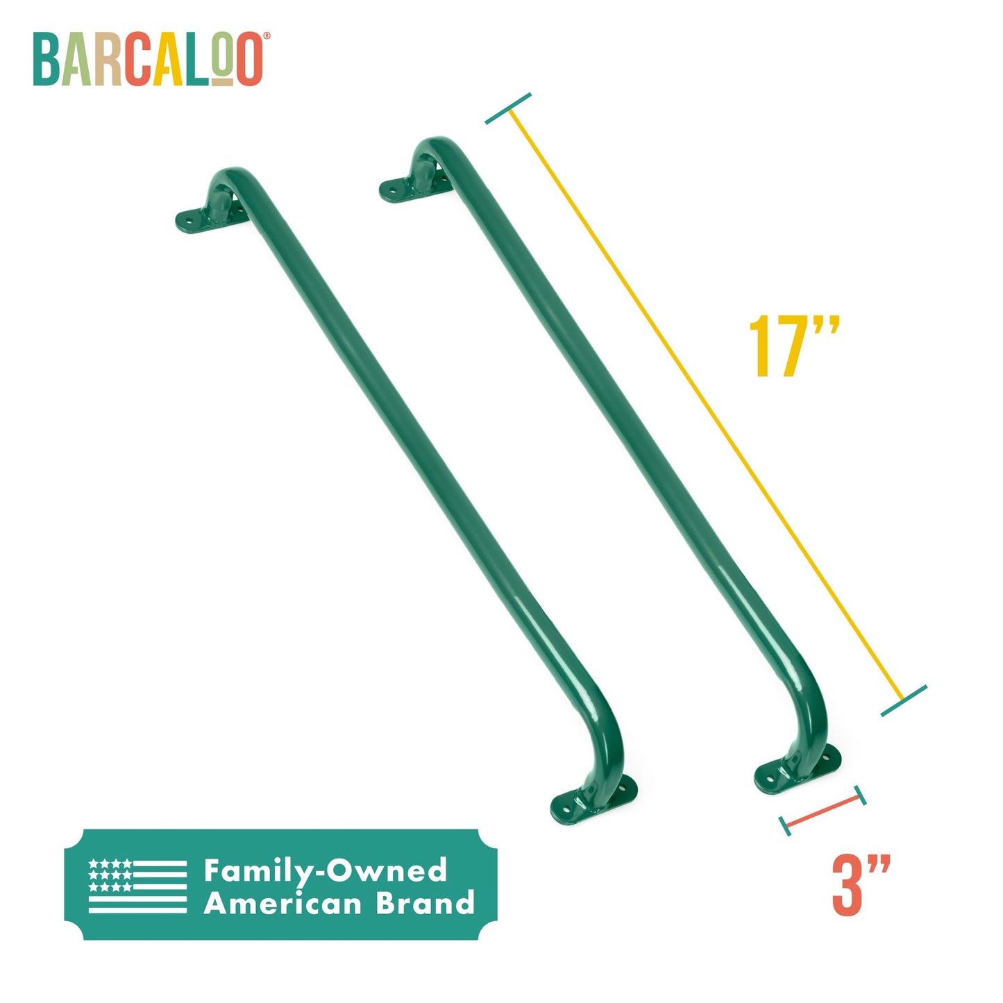 Barcaloo 17-Inch Green Safety Handles for Playsets | Durable Metal Grabs