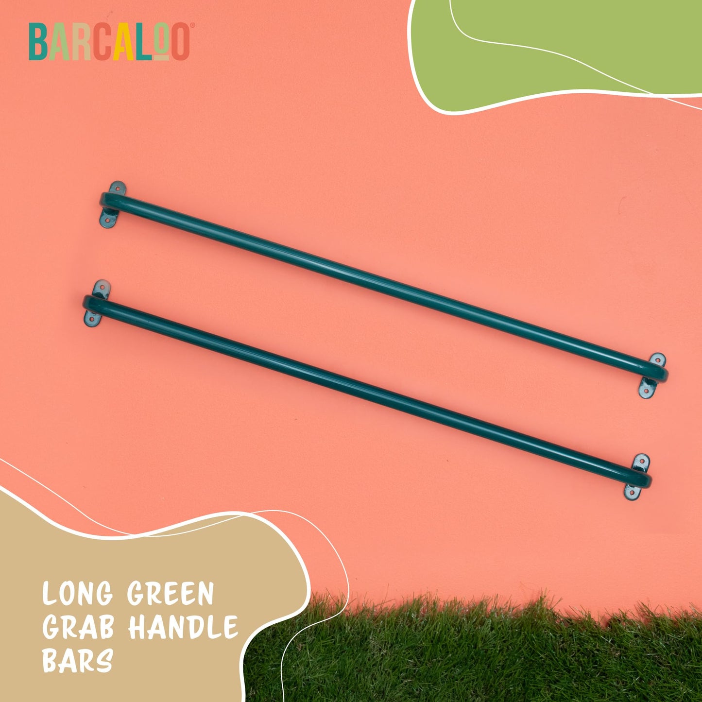 Barcaloo 17-Inch Green Safety Handles for Playsets | Durable Metal Grabs