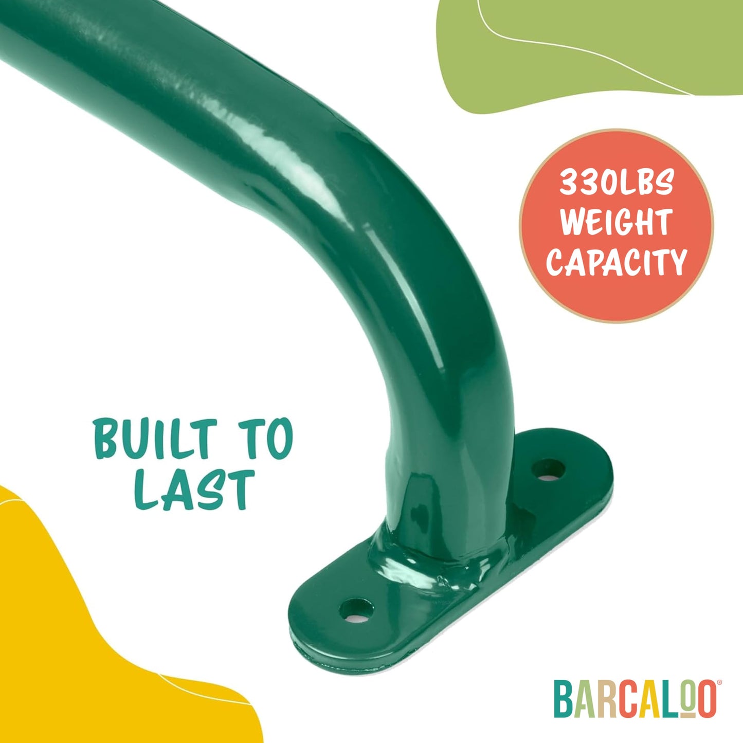 Barcaloo 22-Inch Grab Handle Bars – Set of 6 Green Safety Handles for Backyard, Indoor & Outdoor Play