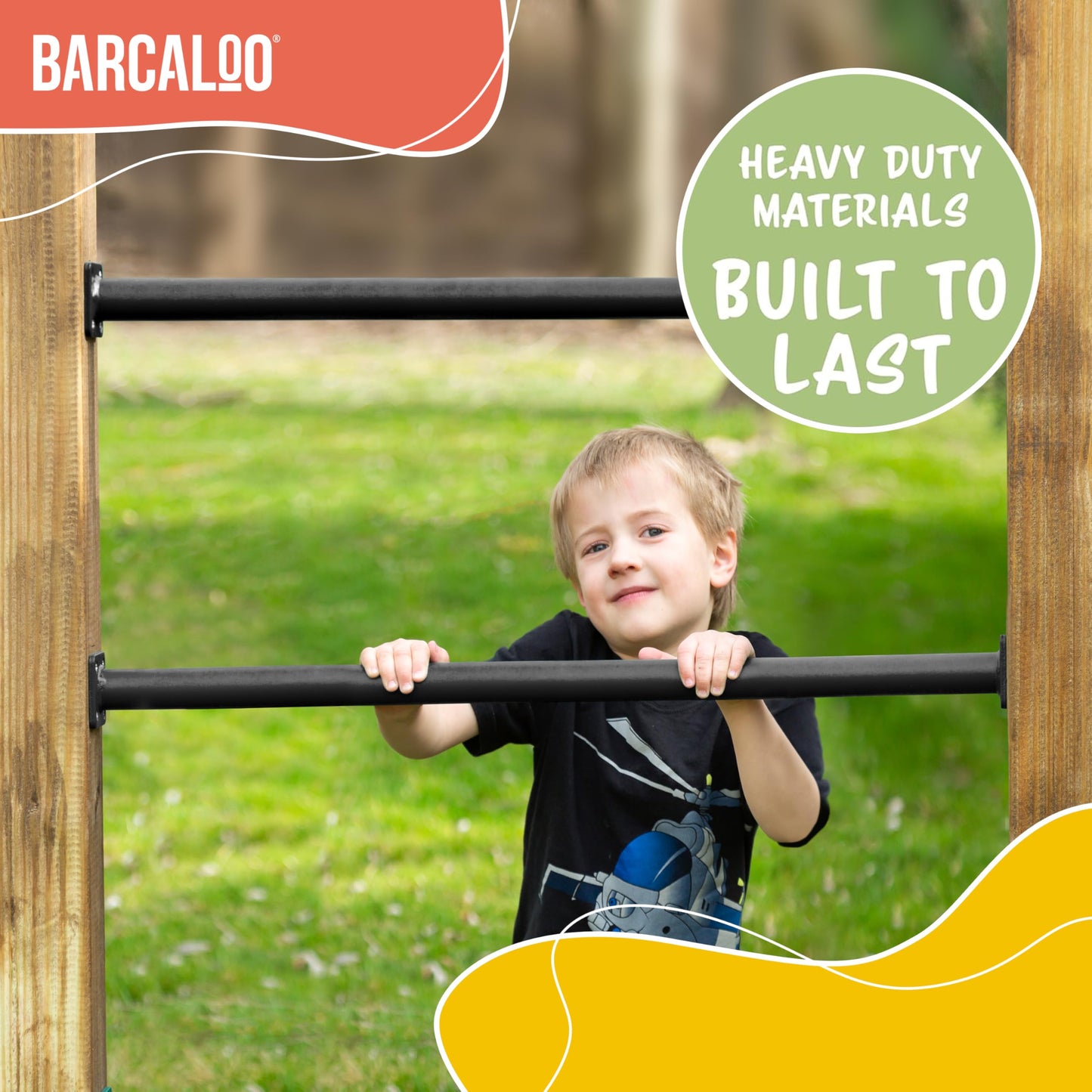 Barcaloo 22-Inch Outdoor Monkey Bars Kit – Set of 6, Black Metal for Backyard Playground