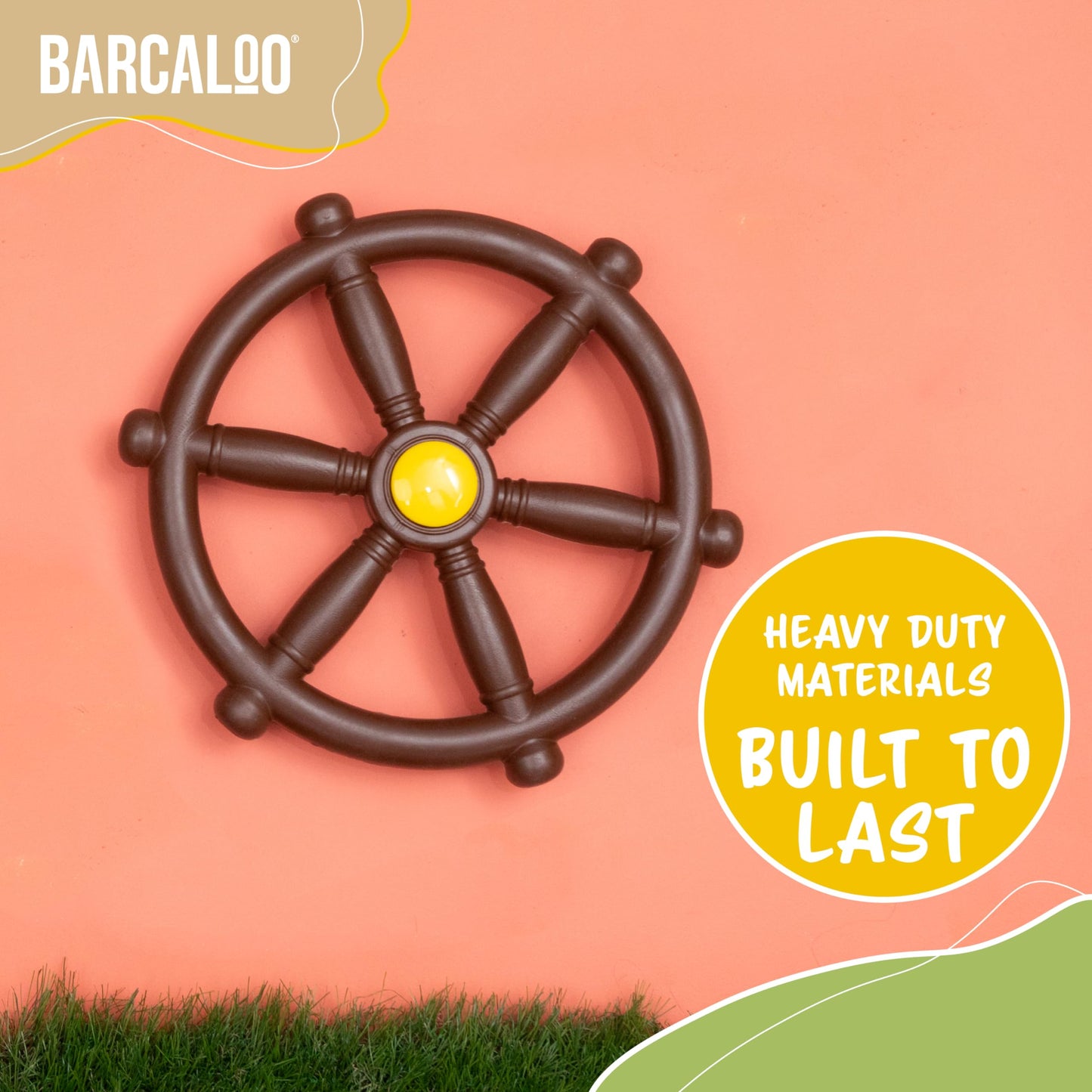 Barcaloo Pirate Ship Wheel for Kids – Brown | Backyard Play & Jungle Gym Accessory