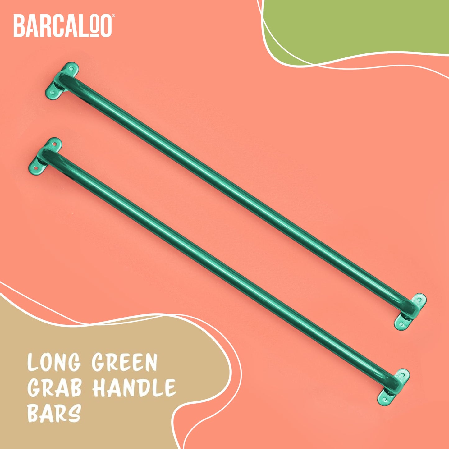 Barcaloo 22-Inch Grab Handle Bars – Set of 6 Green Safety Handles for Backyard, Indoor & Outdoor Play