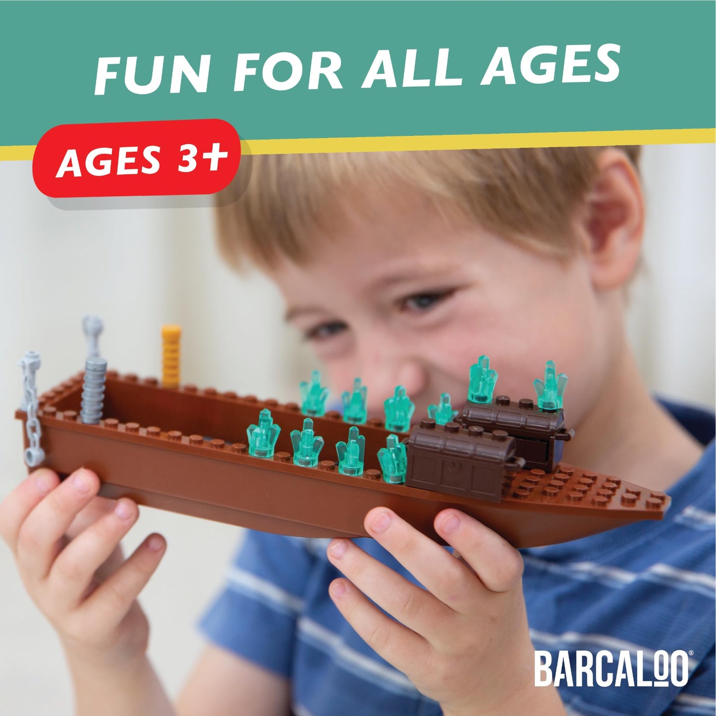Barcaloo 194-Piece Pirate Bricks Kit | Boats, Treasure & Swords | LEGO Compatible