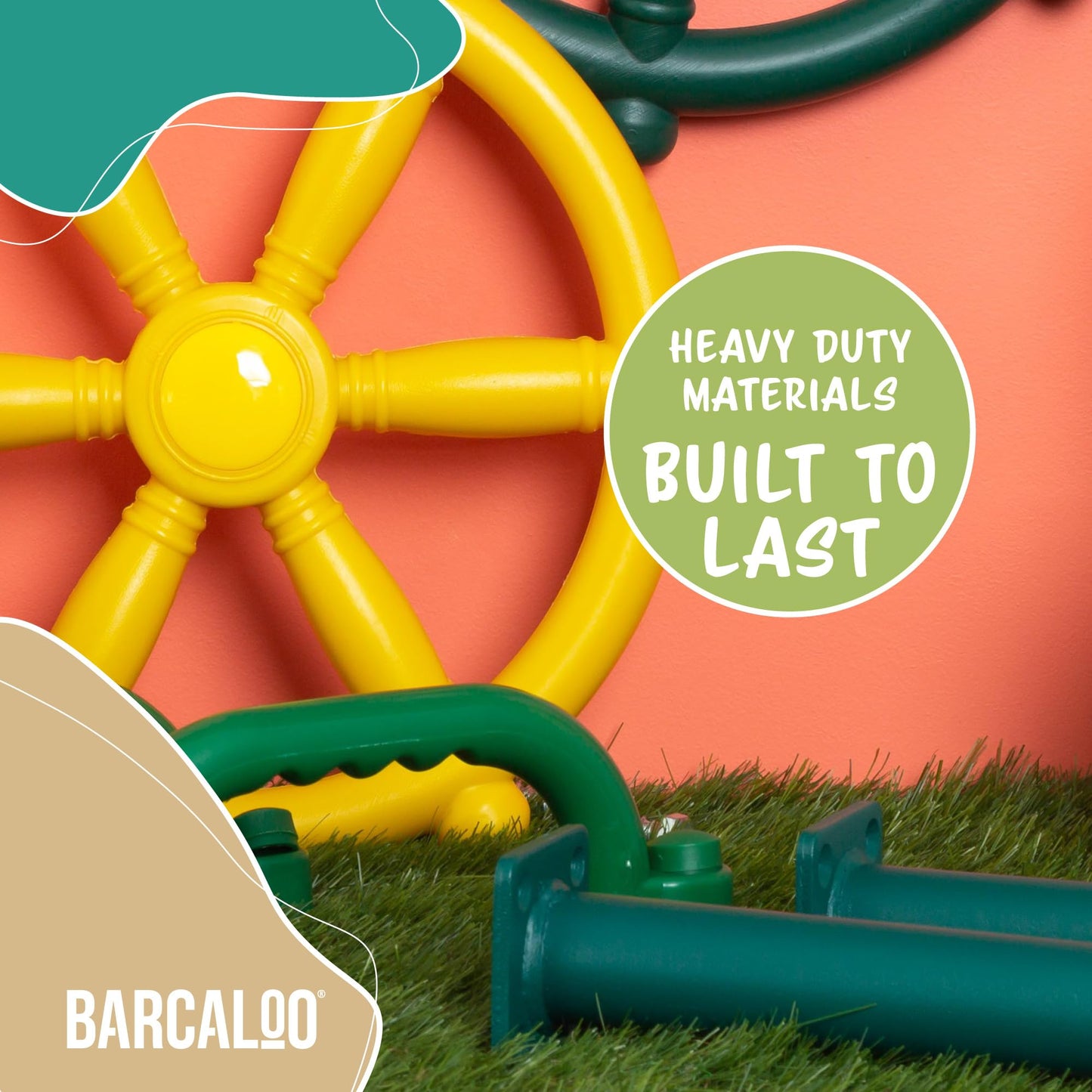 Barcaloo Monkey Bars Playset Attachment – 8 Green Powder-Coated Bars, Indoor/Outdoor, 16.5 Inches