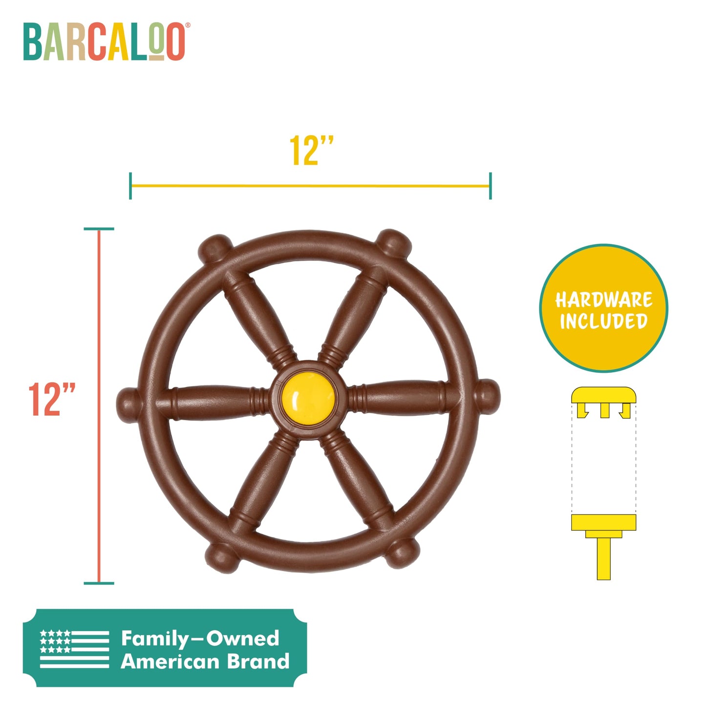 Barcaloo Pirate Ship Wheel for Kids – Brown | Backyard Play & Jungle Gym Accessory
