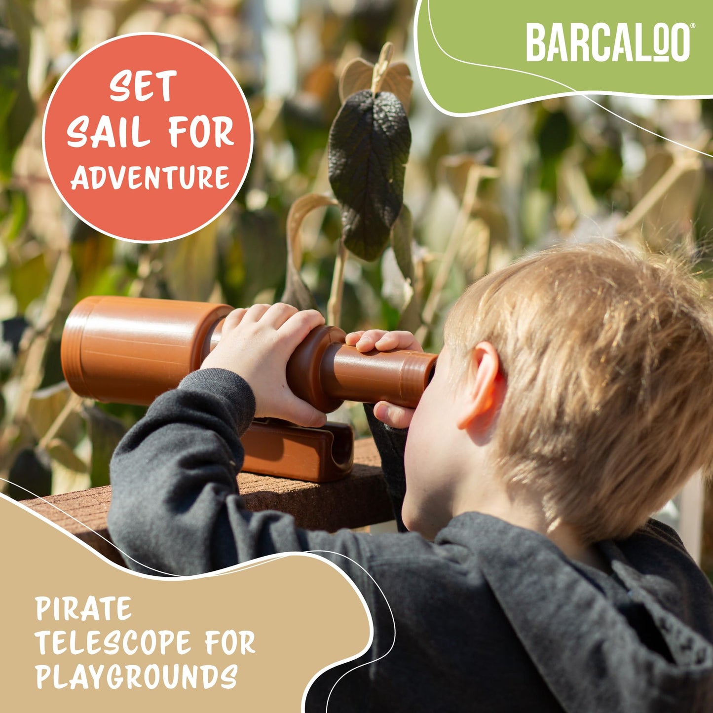 Barcaloo 11-Inch Brown Pirate Telescope Attachment for Outdoor Playsets | Backyard Treehouse & Jungle Gym