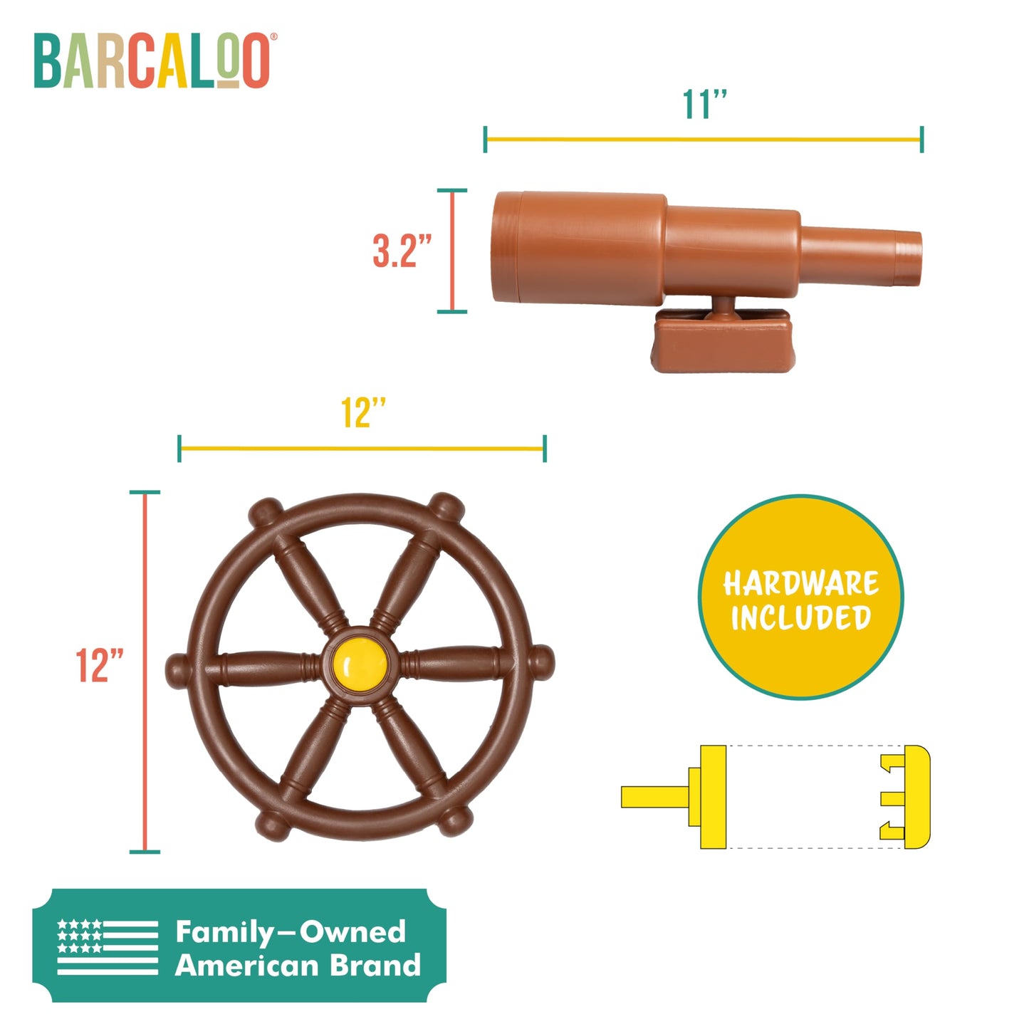 Barcaloo Pirate Ship Playset Accessories – Backyard Attachments & Telescope