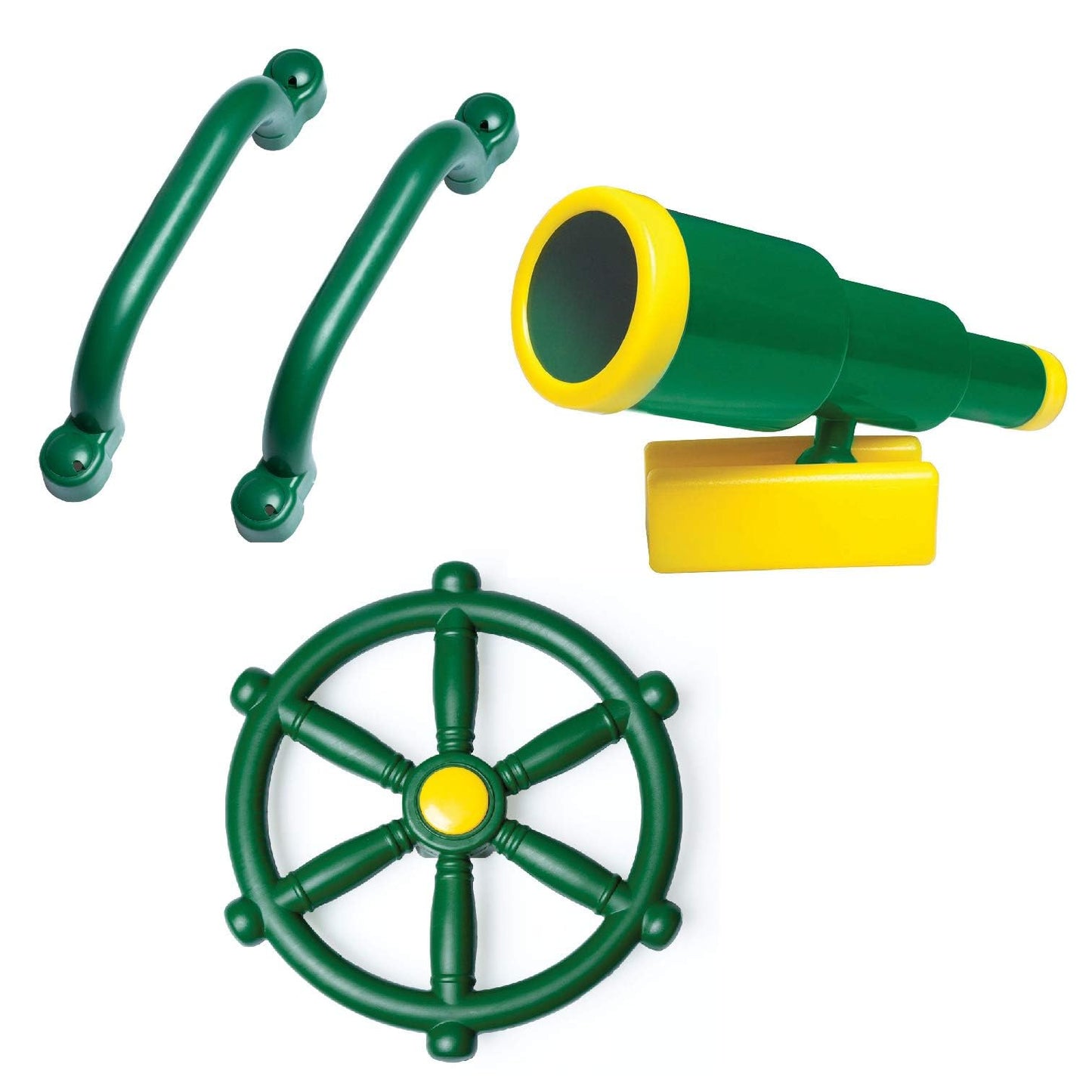 Barcaloo Playground Accessories - Pirate Telescope, Steering Wheel & Green Safety Handles