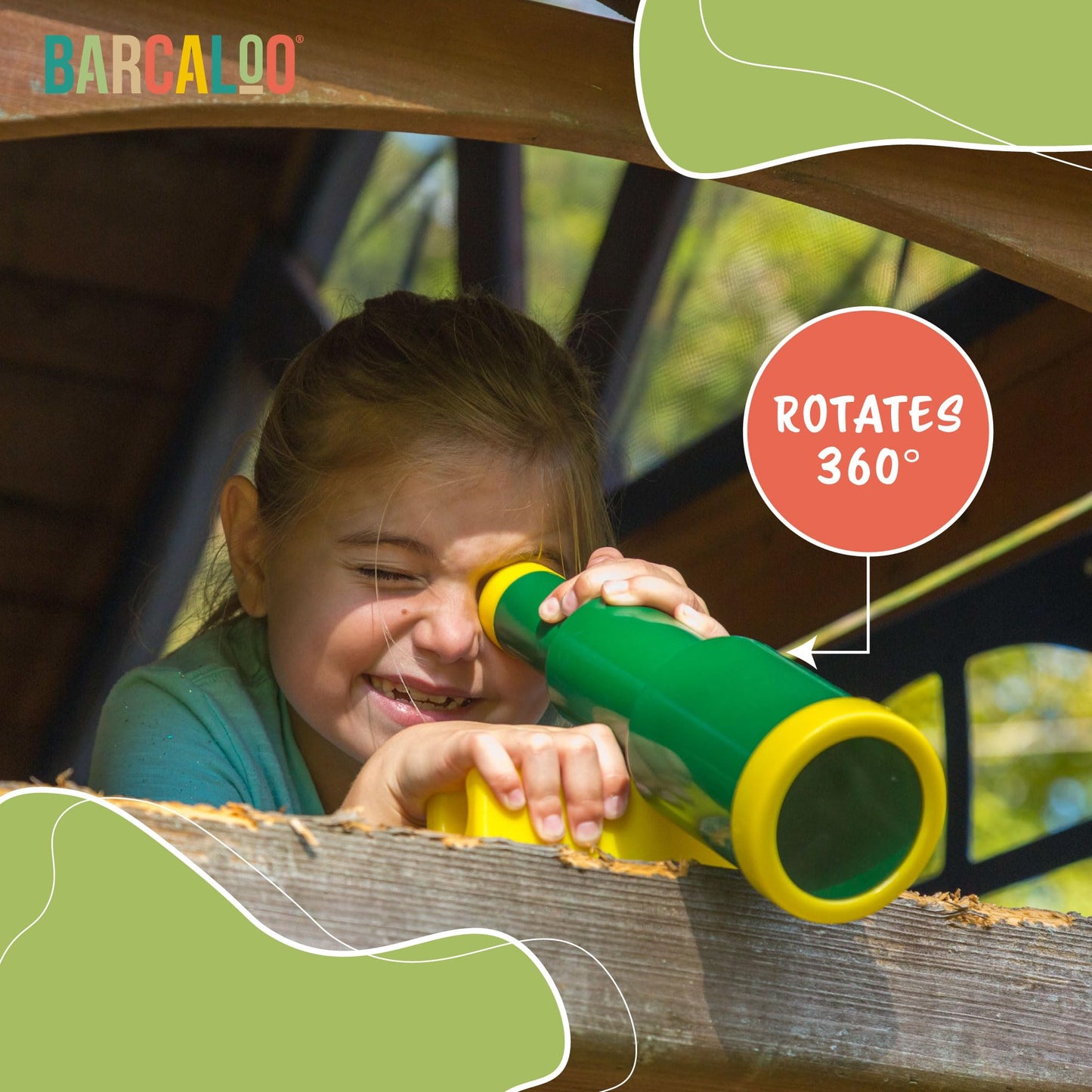 Barcaloo Playground Equipment Bundle: Pirate Telescope, Steering Wheel & Flags for Backyard Playsets