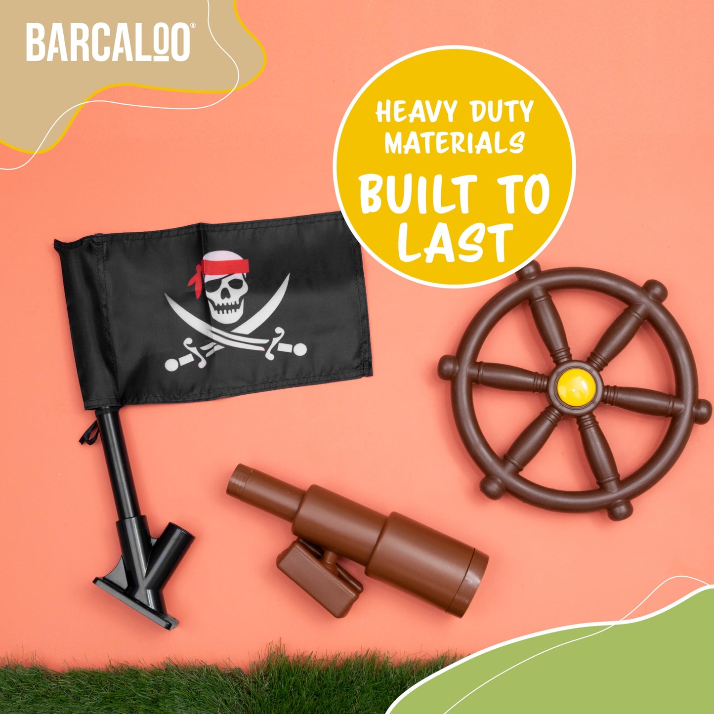 Barcaloo Pirate Ship Playset Accessories – Backyard Attachments & Telescope
