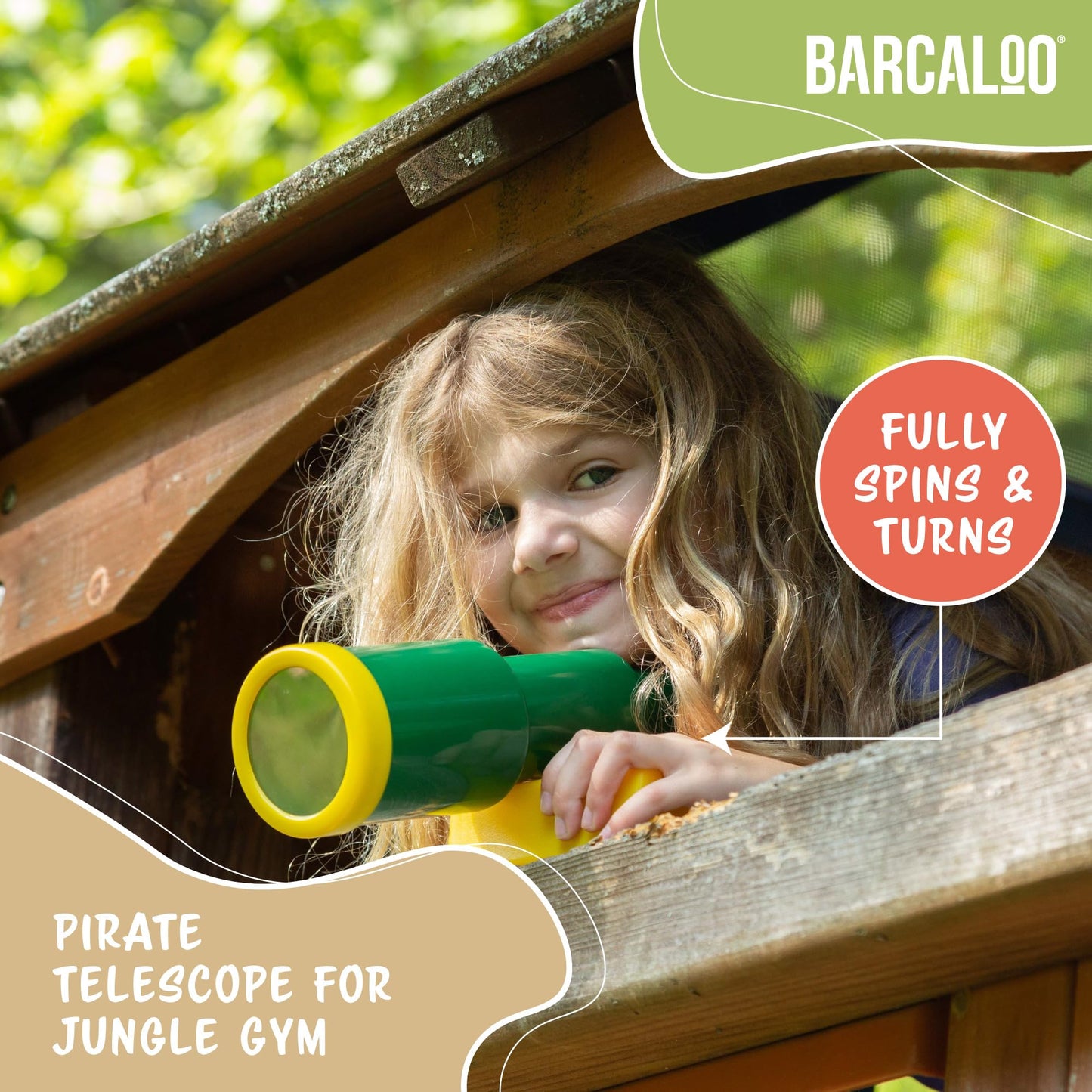 Barcaloo Kids Playset Telescope — Outdoor Pirate Telescope for Swing Sets, Treehouses & More