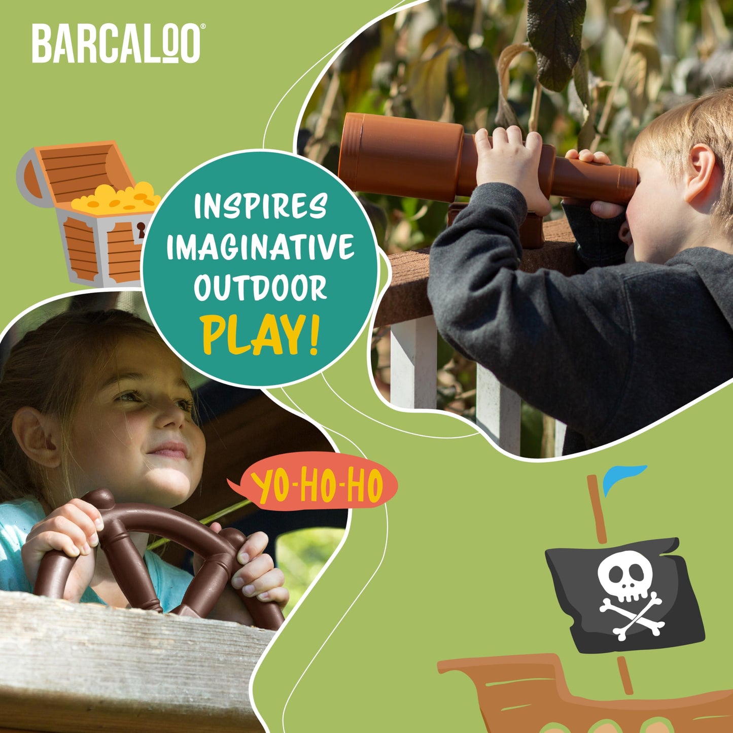 Barcaloo Pirate Ship Playset Accessories – Backyard Attachments & Telescope