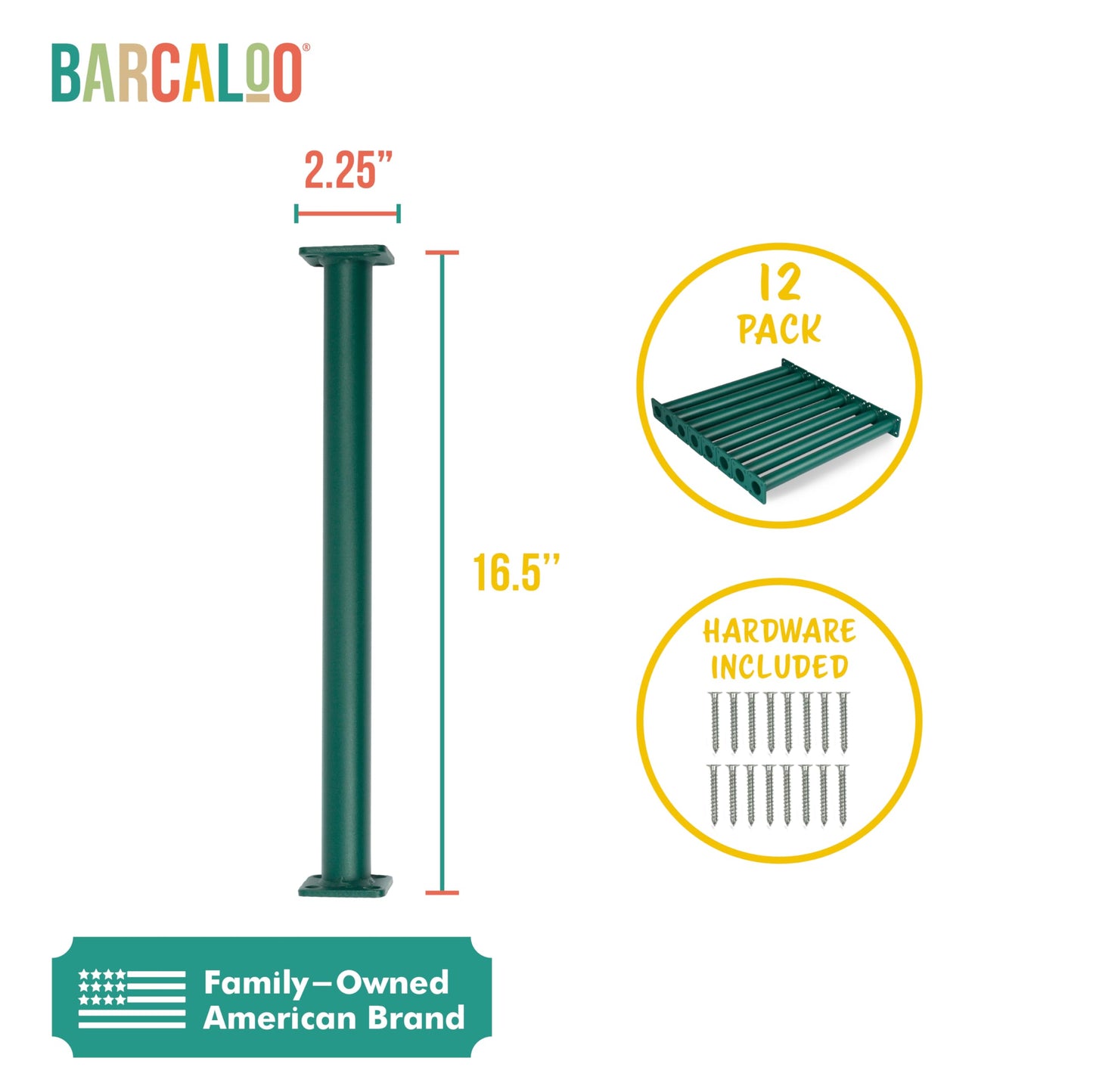 Barcaloo Swing Set Hardware 12 Pack – Green Powder-Coated Monkey Bars for Backyard & Indoor Play
