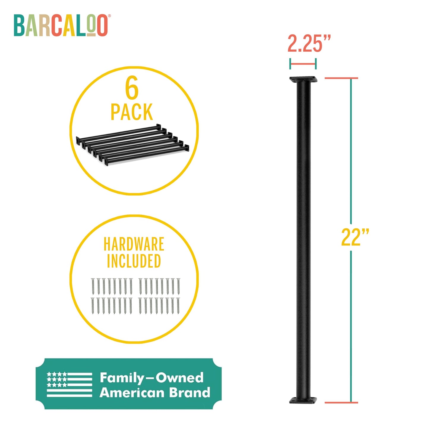 Barcaloo 22-Inch Outdoor Monkey Bars Kit – Set of 6, Black Metal for Backyard Playground