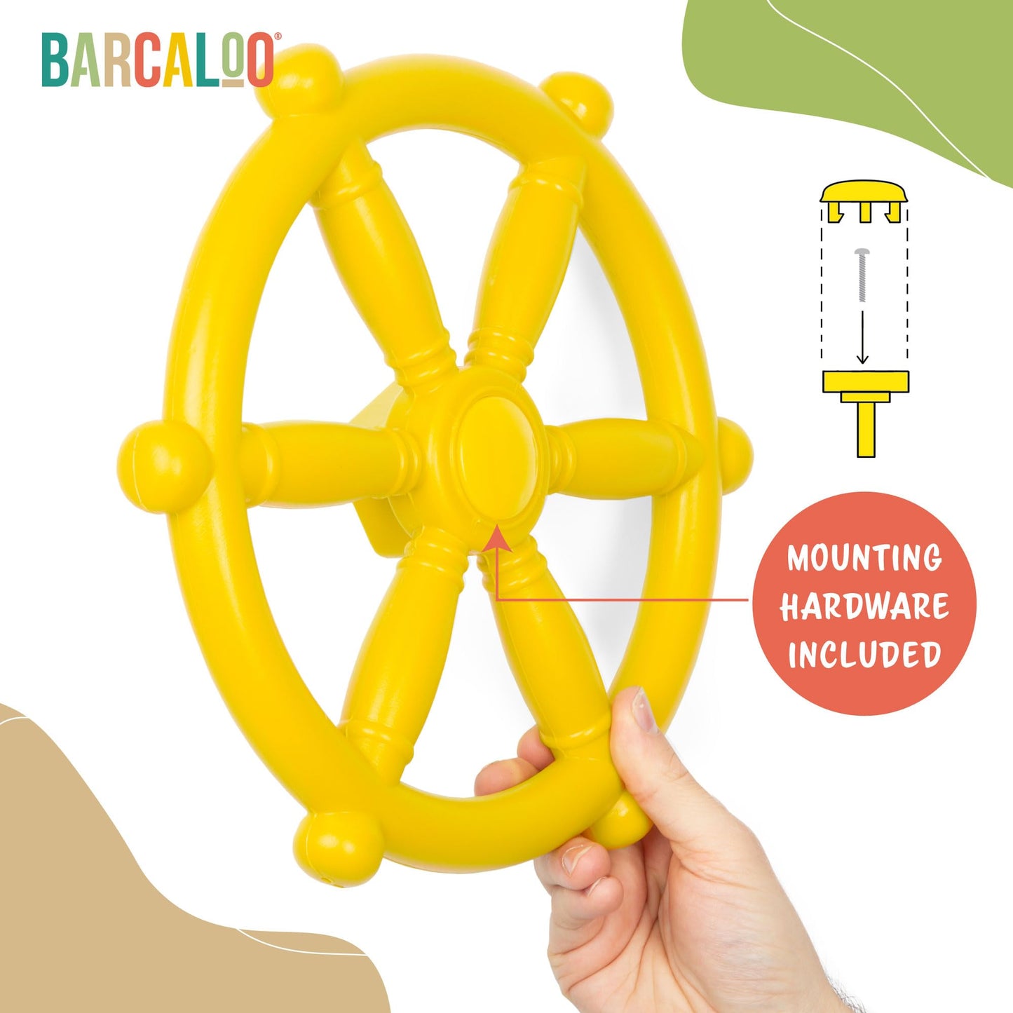 Barcaloo Pirate Ship Steering Wheel - Yellow Playground Toy for Backyard & Jungle Gyms