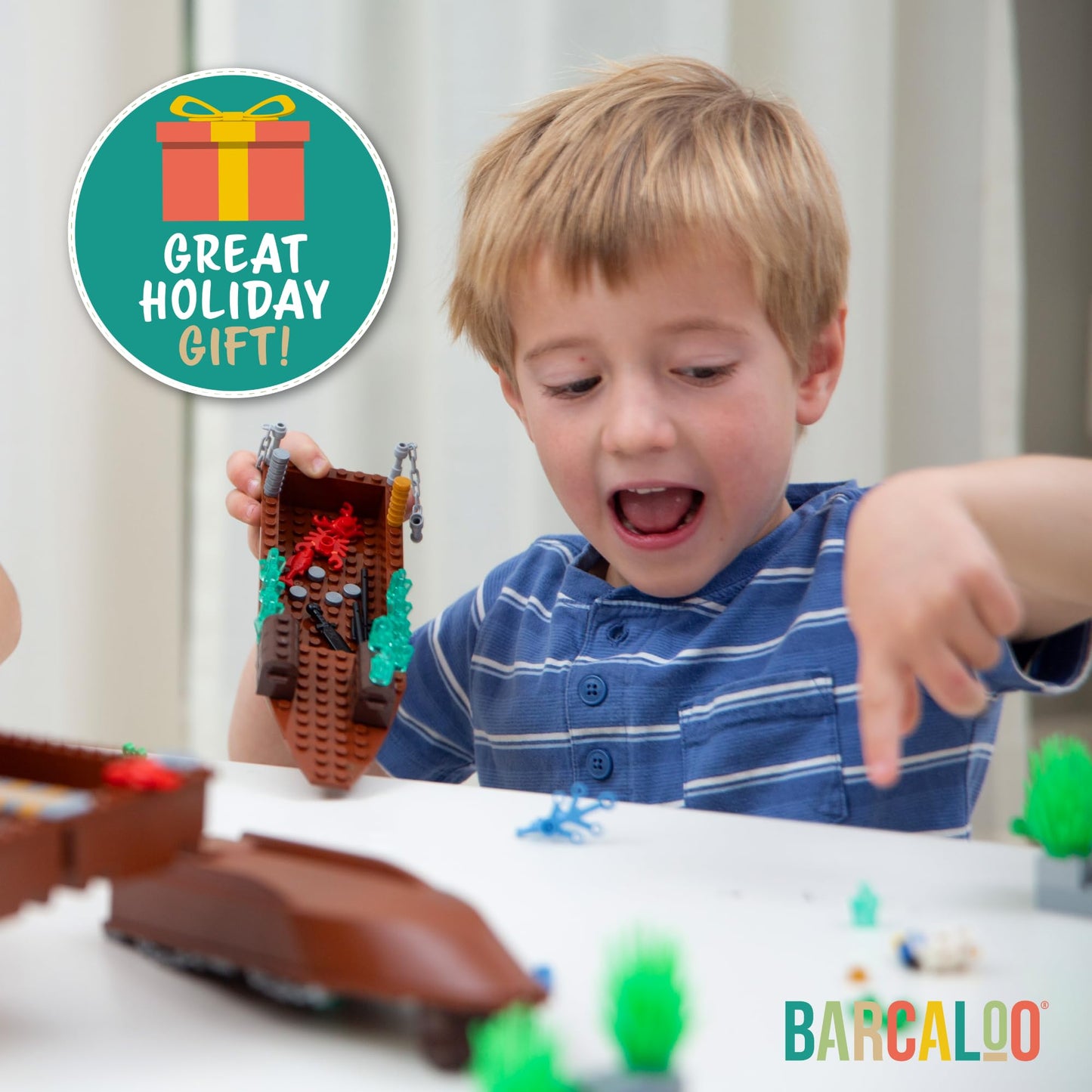 Barcaloo 194-Piece Pirate Bricks Kit | Boats, Treasure & Swords | LEGO Compatible