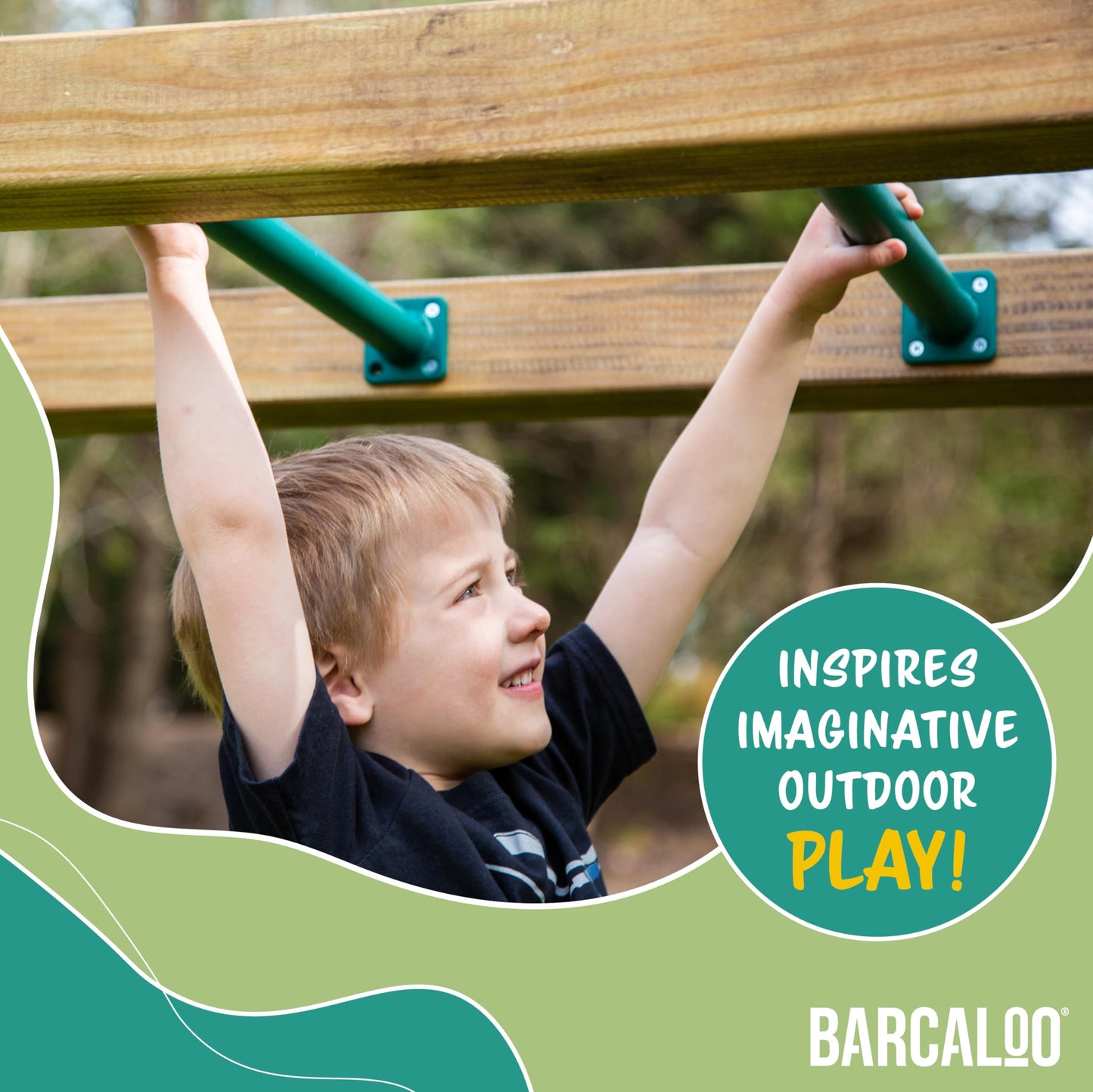 Barcaloo Swing Set Hardware 12 Pack – Green Powder-Coated Monkey Bars for Backyard & Indoor Play