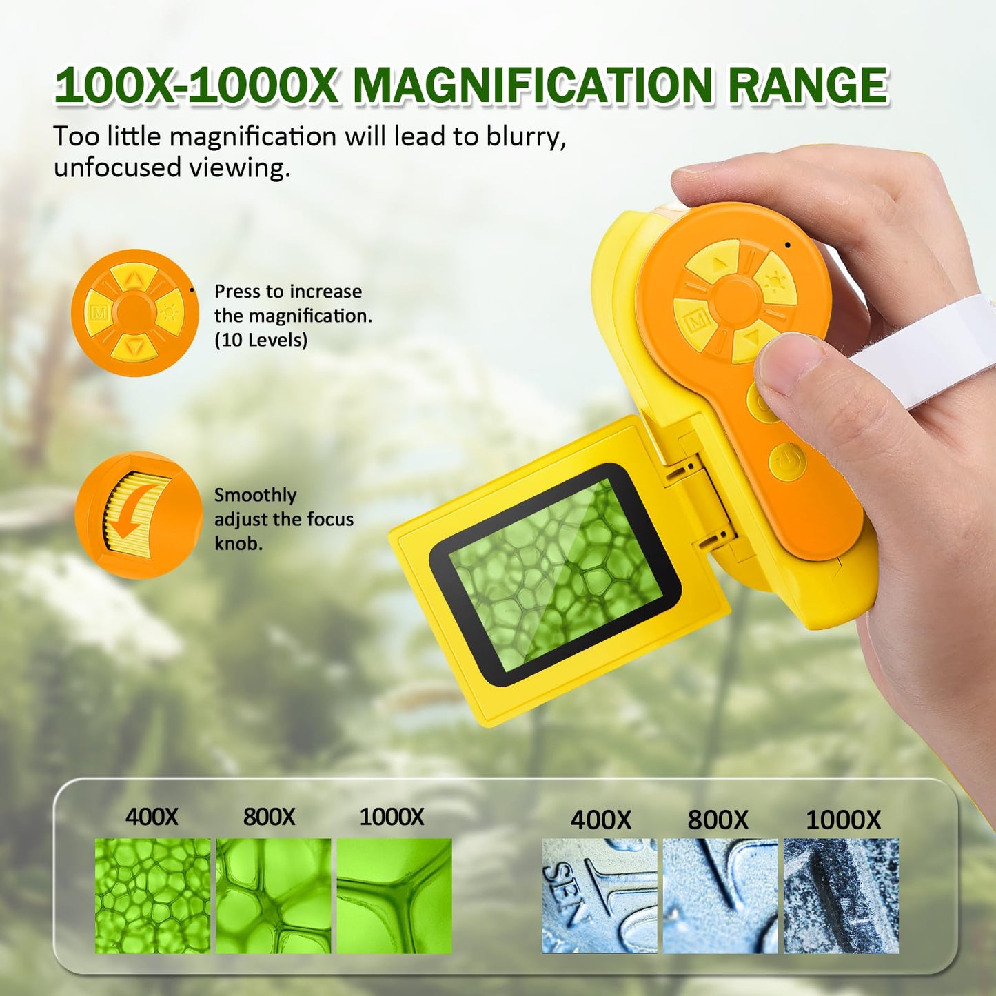 Barchrons 1000X Microscope for Kids – 4K HD Screen, 6 LED Lights, 3-in-1 Explorer