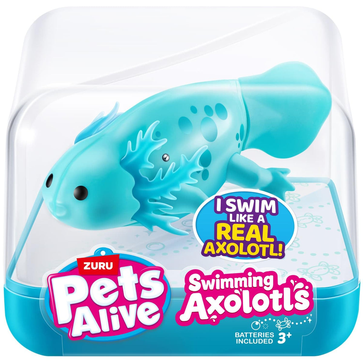 Pets Alive Swimming Axolotl Teal – Interactive Water-Activated Pet | BargainsMania