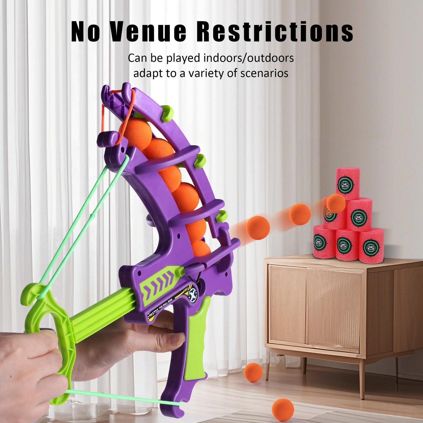 BARGIFTS Shooting Game Toy – Foam Bow & 6 Targets for Indoor & Outdoor Fun