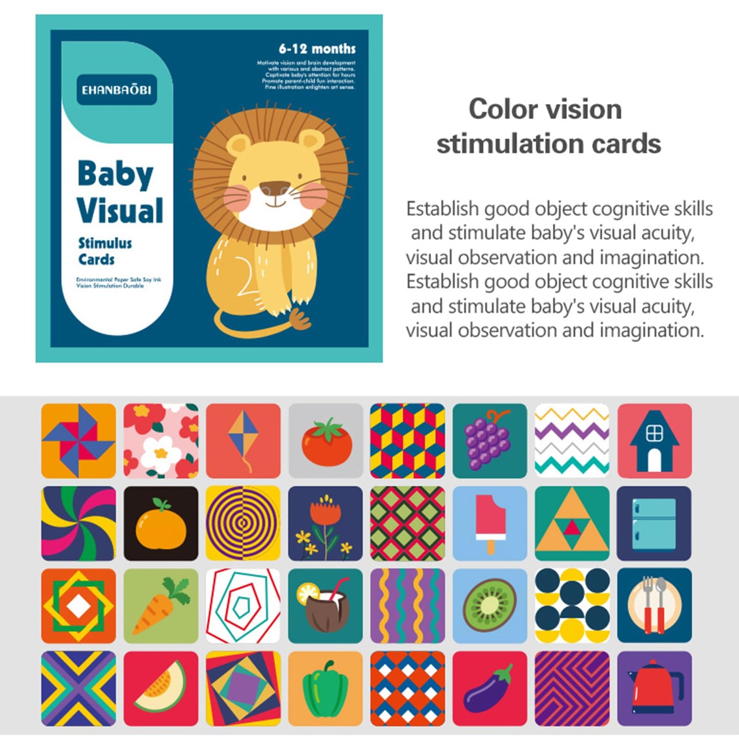 BARMACO High Contrast Baby Flashcards - 96 Pcs Visual Stimulation for 0-12 Months