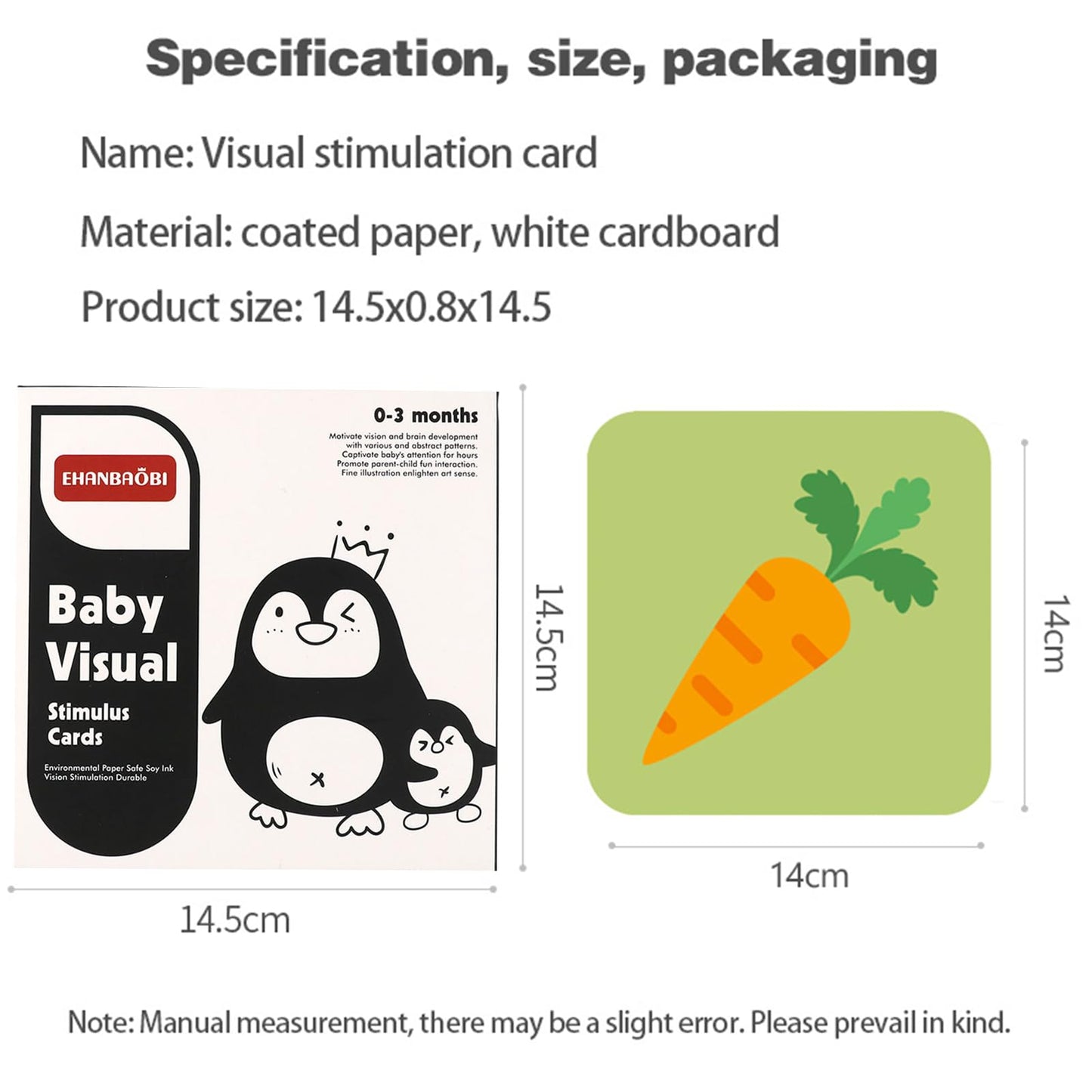 BARMACO High Contrast Baby Flashcards - 96 Pcs Visual Stimulation for 0-12 Months