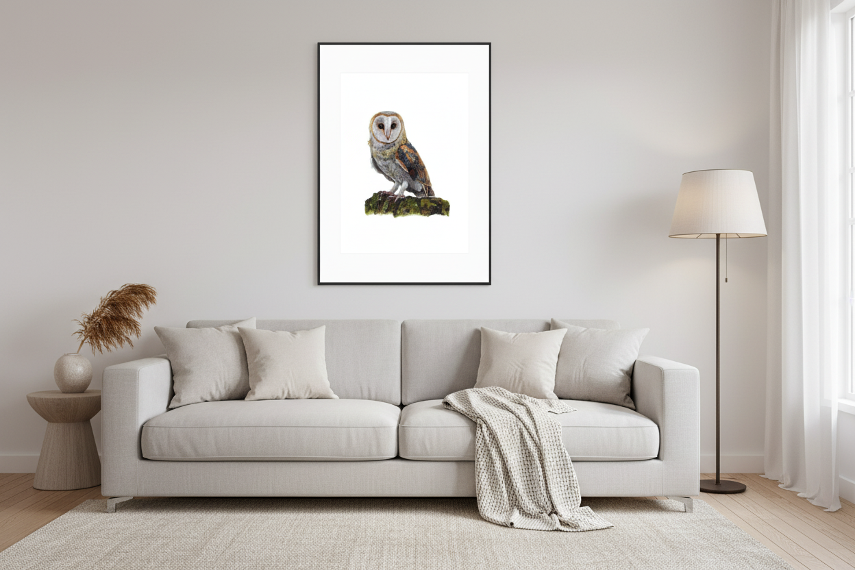 Barn Owl Wildlife Framed Art Print | British Bird Wall Art