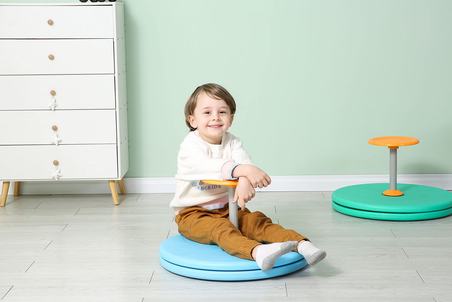 BARNEY KAITE BS Spinner-X Seated Spinner – Bigger, Durable Sit-and-Spin Toy for Kids 3+ (Blue)