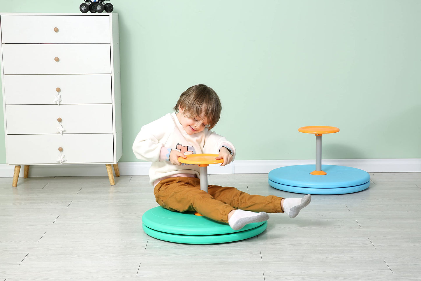 BARNEY KAITE BS Spinner-X Seated Spinner Toy for Kids 3+ — Bigger Size, Durable Green