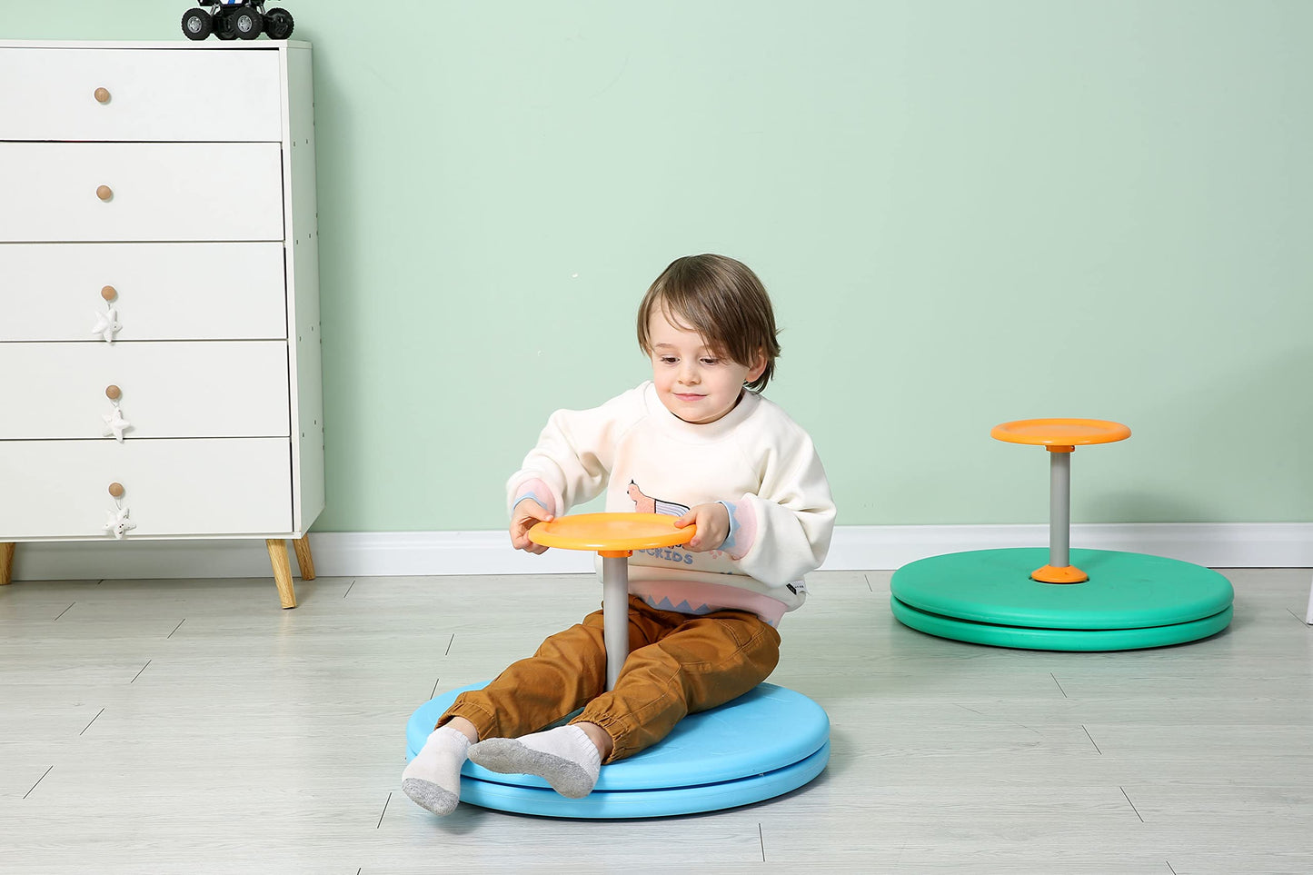 BARNEY KAITE BS Spinner-X Seated Spinner – Bigger, Durable Sit-and-Spin Toy for Kids 3+ (Blue)