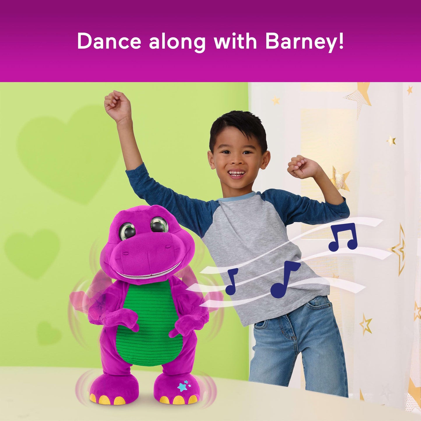 Barney’s World 13-Inch Dance-Along Plush with Sounds – Fisher-Price for Toddlers 2+