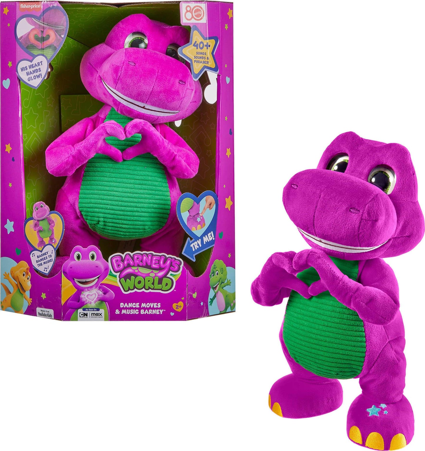 Barney’s World 13-Inch Dance-Along Plush with Sounds – Fisher-Price for Toddlers 2+