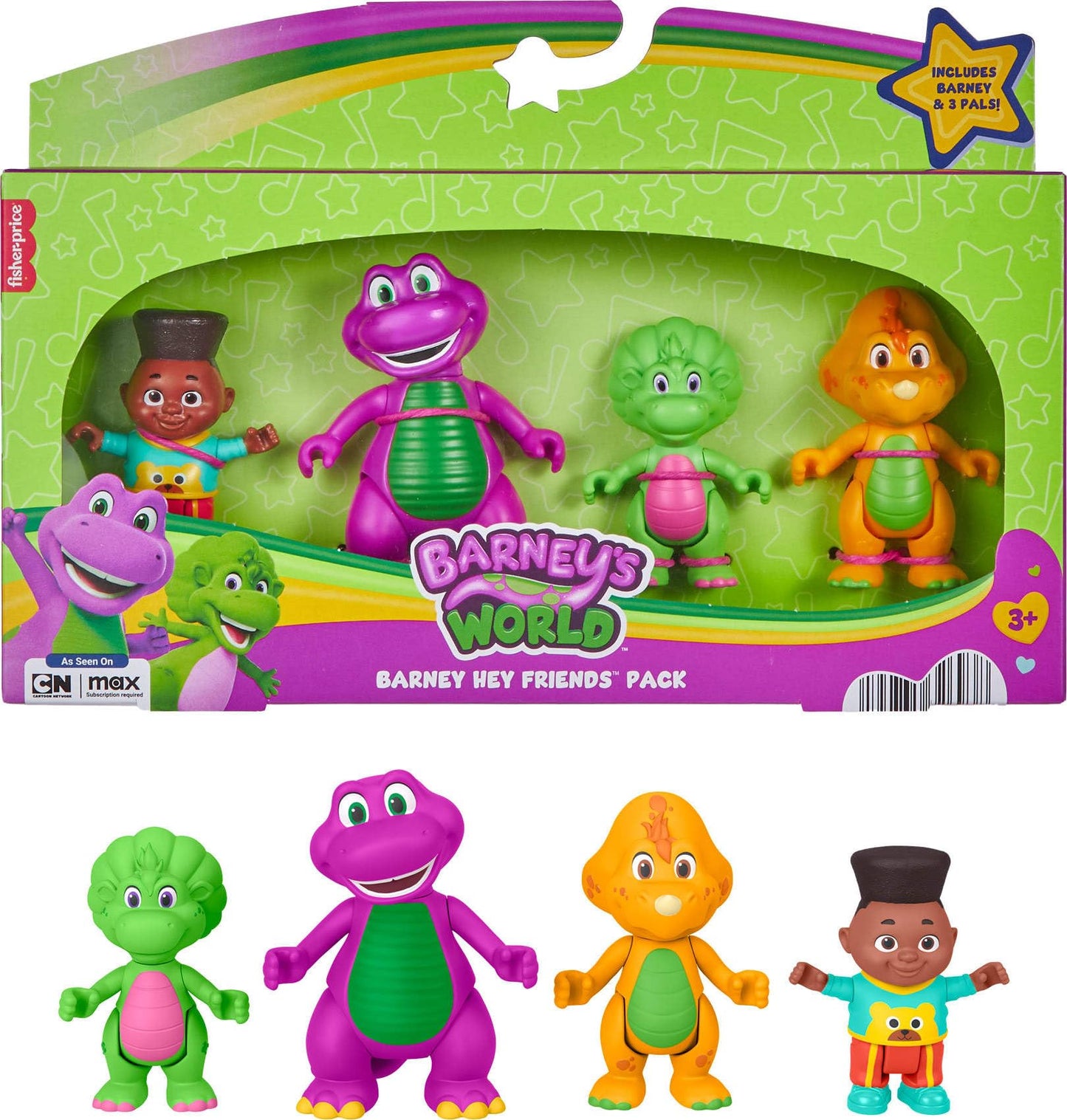 Barney’s World Hey Friends Pack — 4 Moving Figures for Toddler Adventures | Fisher-Price
