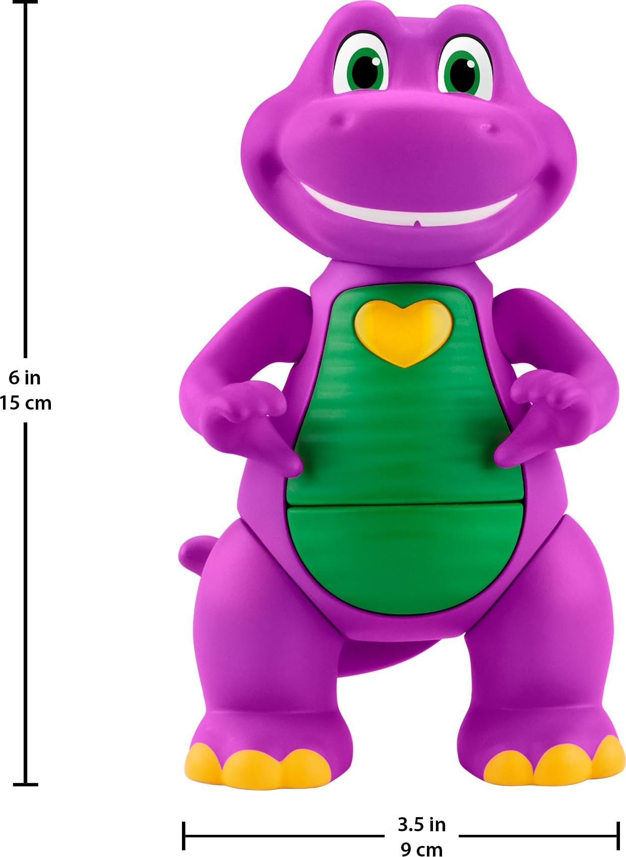 Barneys World Musical Toy - Heart Hands Barney Figure, 5.7-Inch, Lights & Phrases for Ages 2+