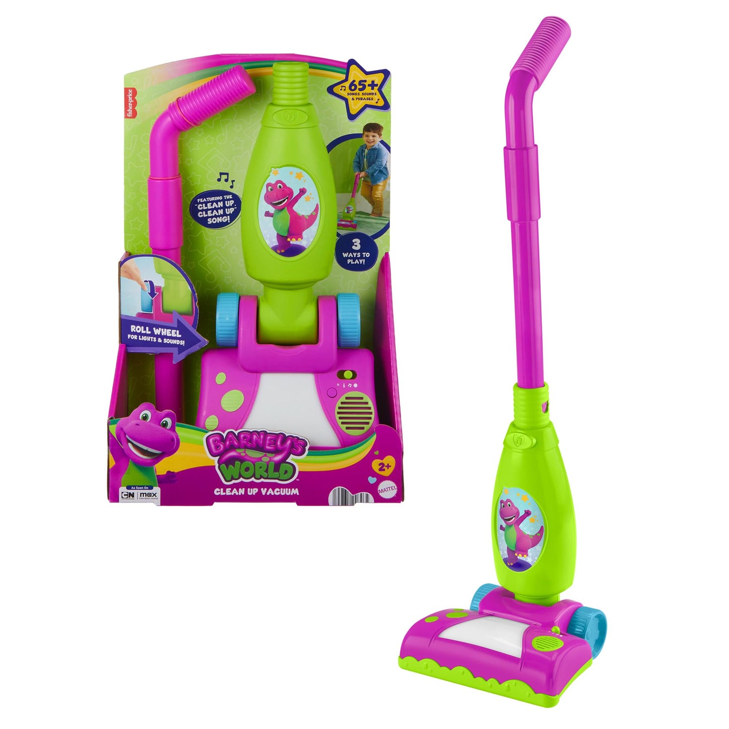Barney’s World Toddler Clean Up Vacuum – Push-Along Toy with Lights & 65+ Songs