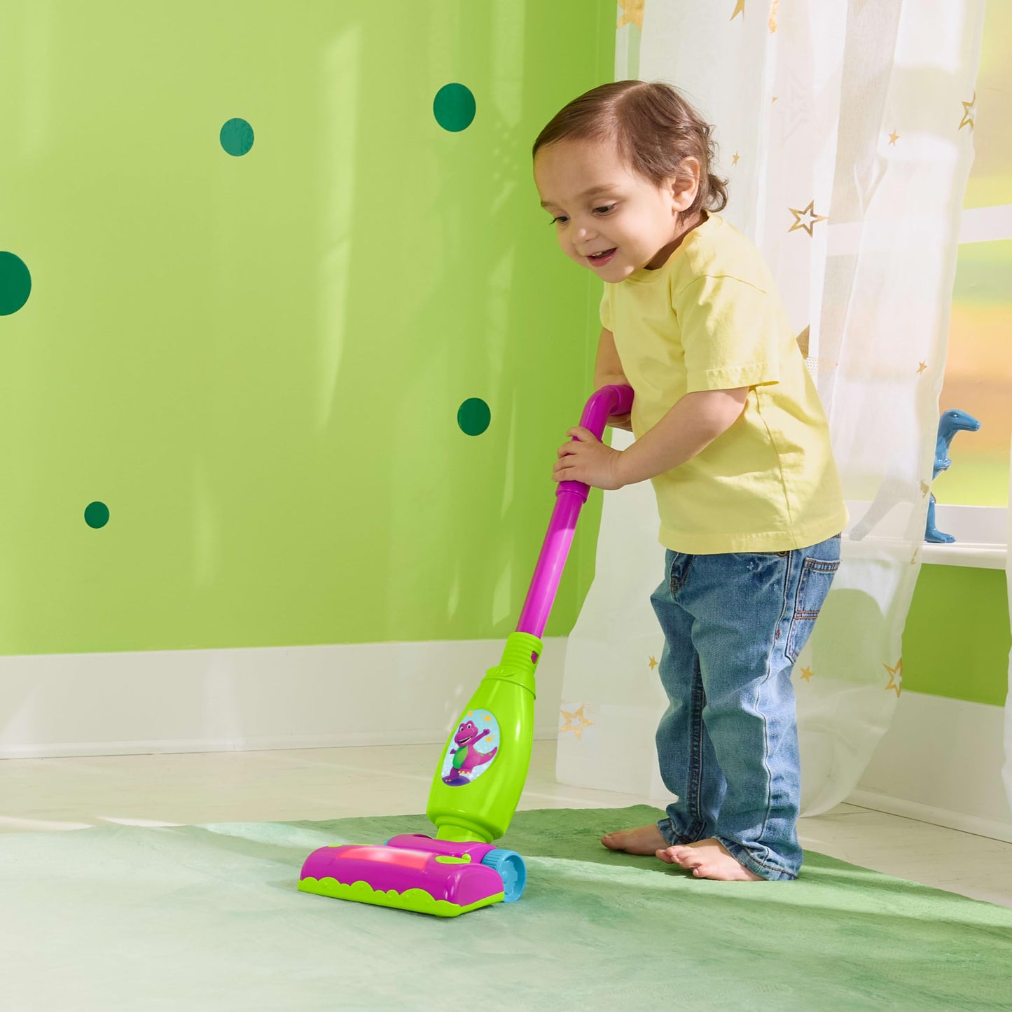 Barney’s World Toddler Clean Up Vacuum – Push-Along Toy with Lights & 65+ Songs