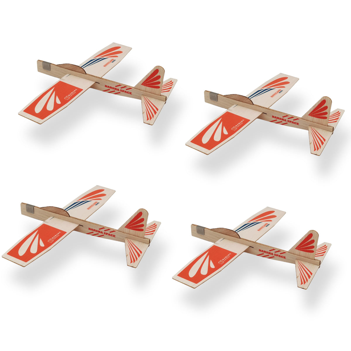 Barsha Space 4-Pack Balsa Wood Airplane Glider Kits for Kids – Outdoor Flying Set